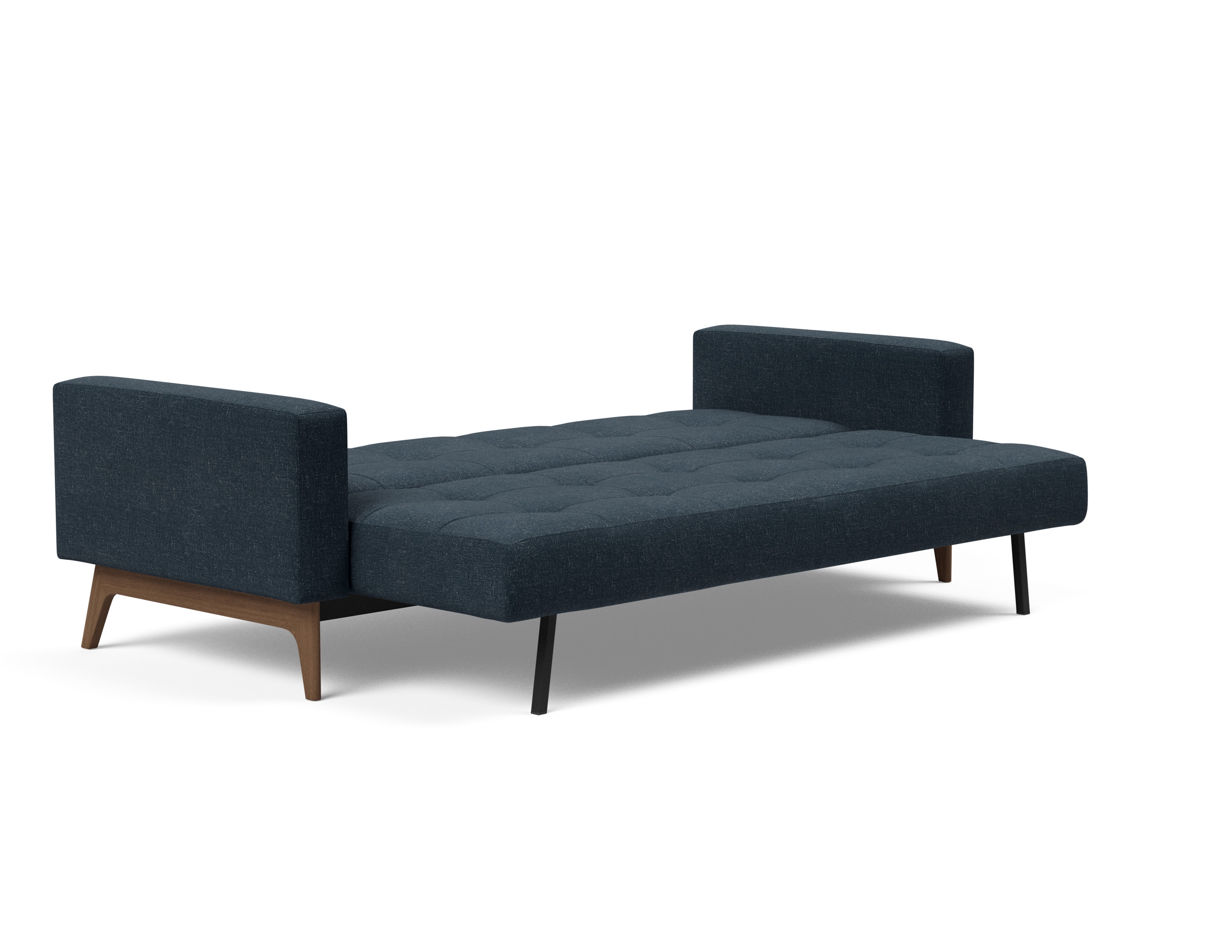 Cassius Quilt Fabric Sofa Bed w/Dark Wood Legs