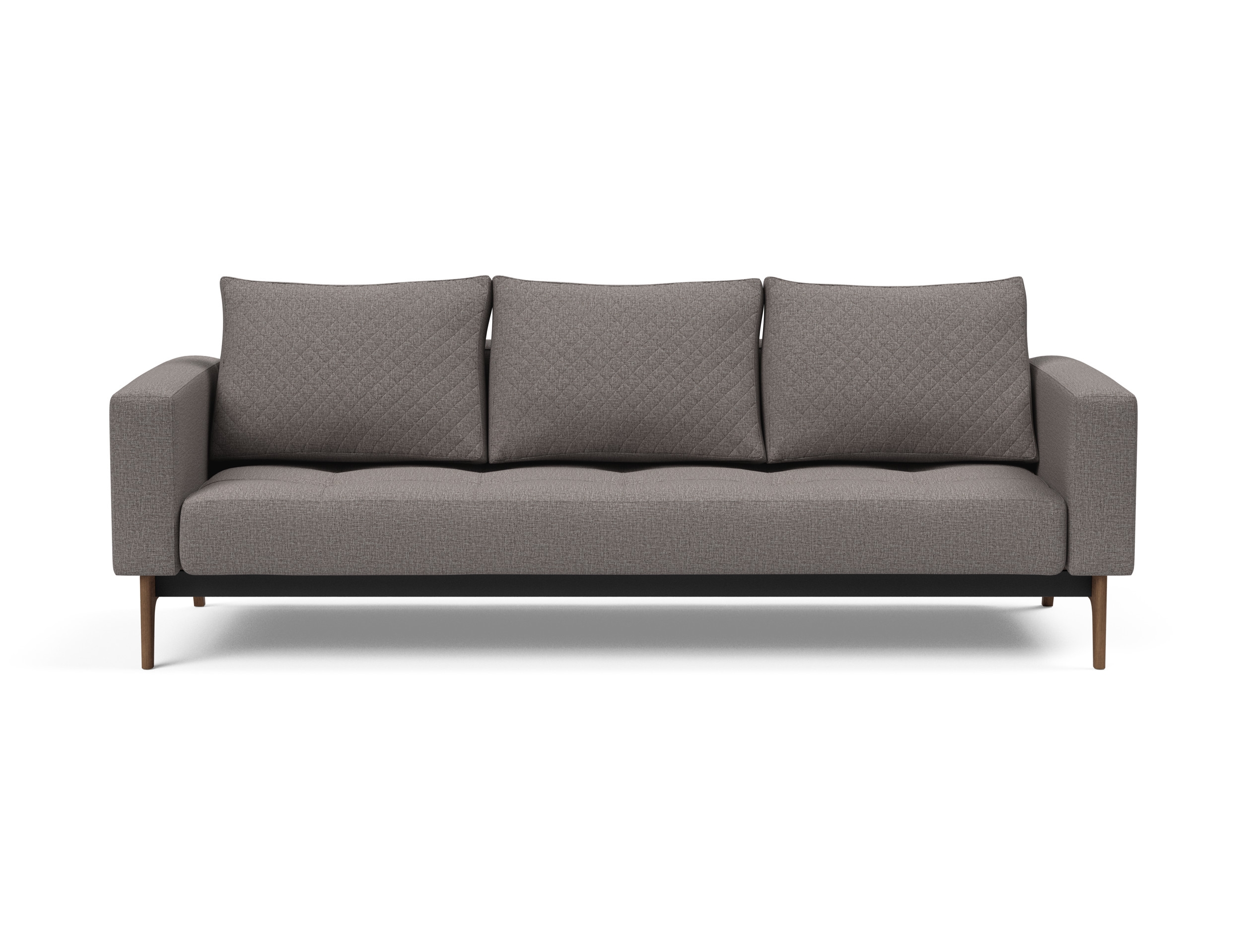 Cassius Quilt Fabric Sofa Bed w/Dark Wood Legs