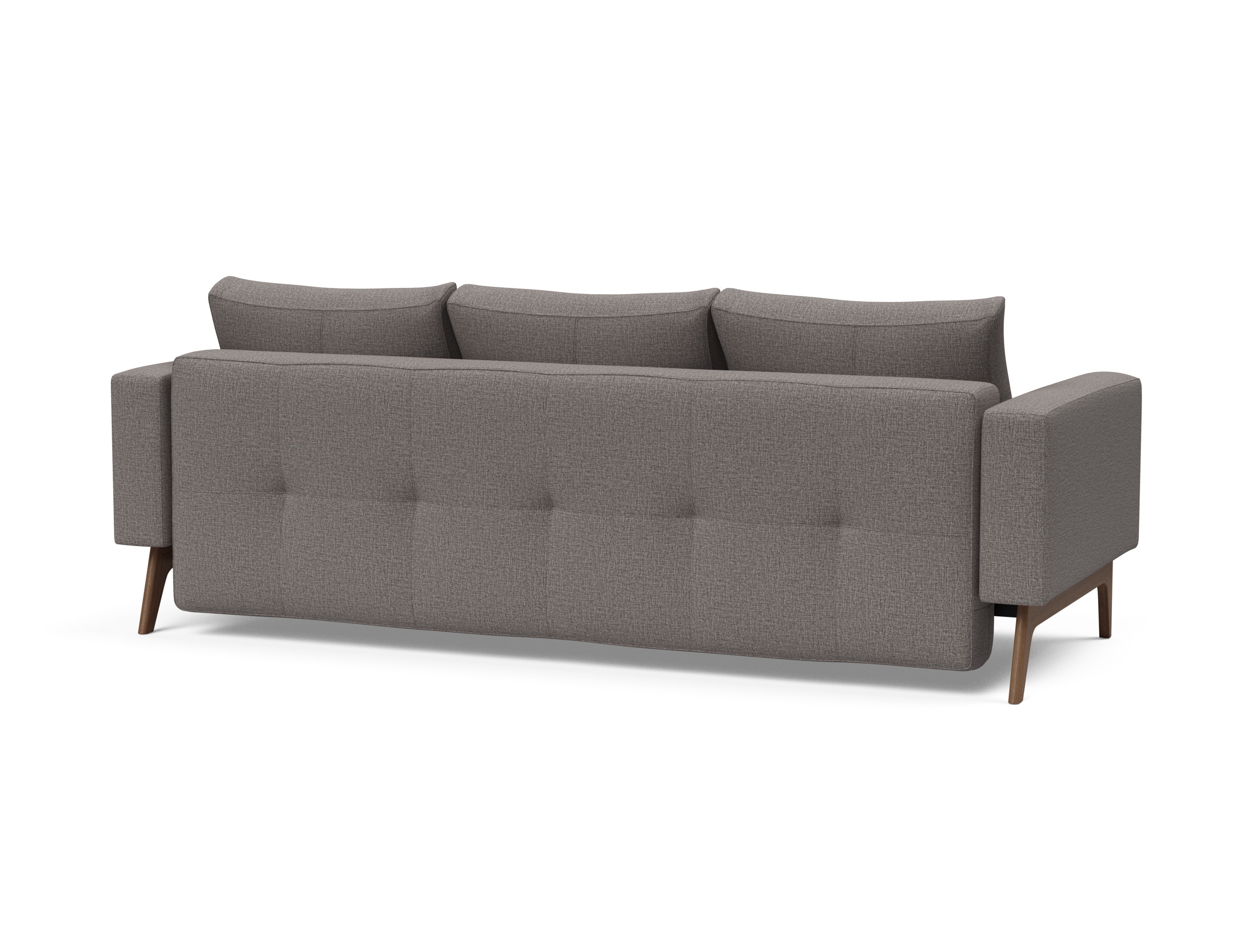 Cassius Quilt Fabric Sofa Bed w/Dark Wood Legs