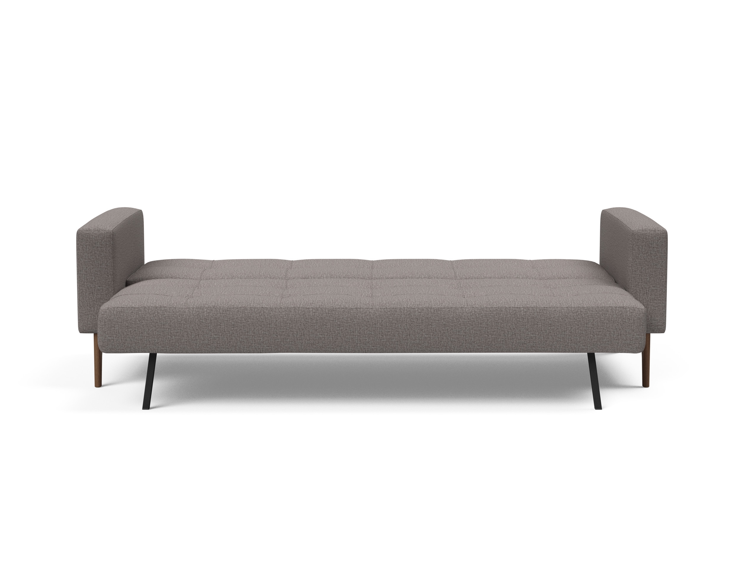Cassius Quilt Fabric Sofa Bed w/Dark Wood Legs