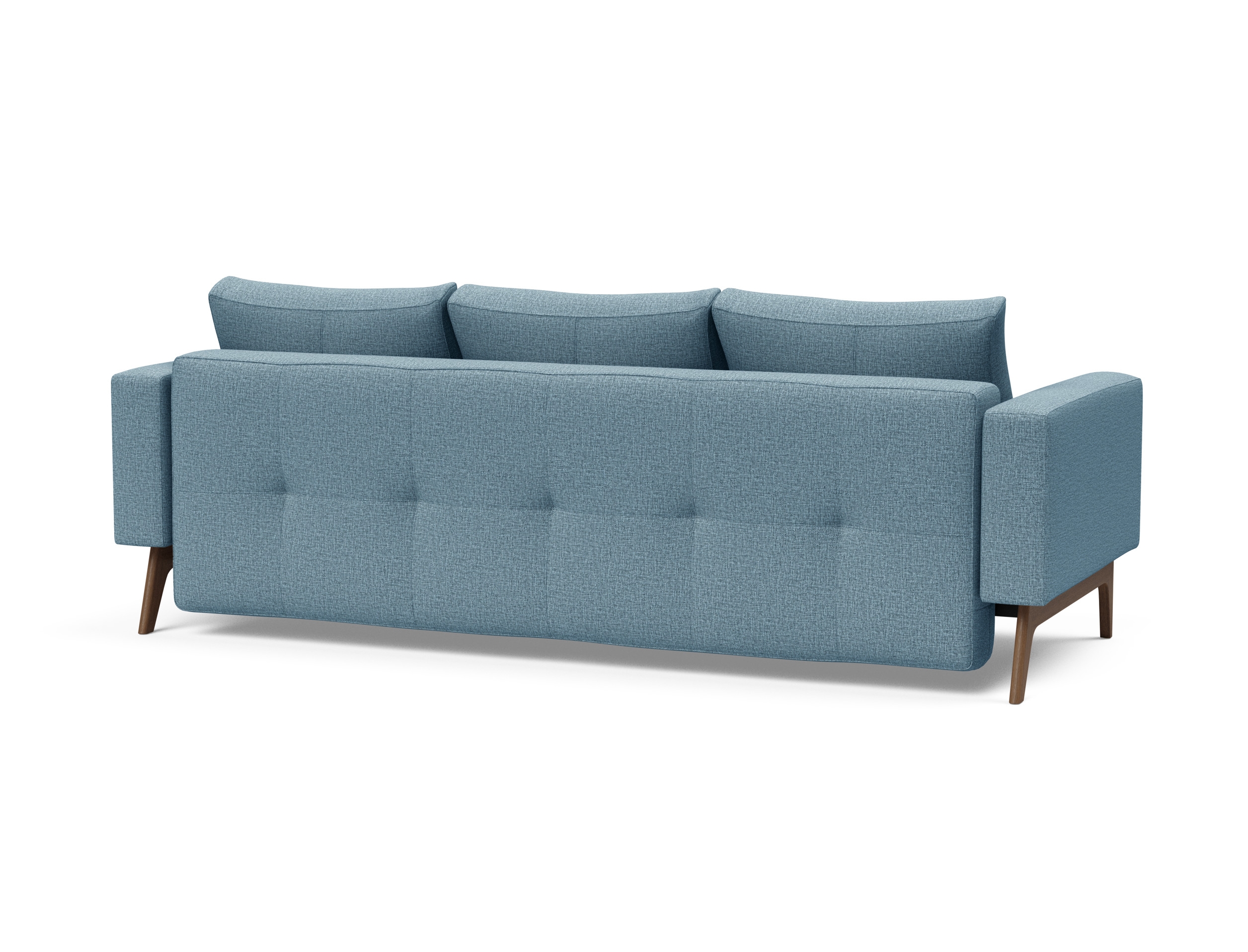 Cassius Quilt Fabric Sofa Bed w/Dark Wood Legs