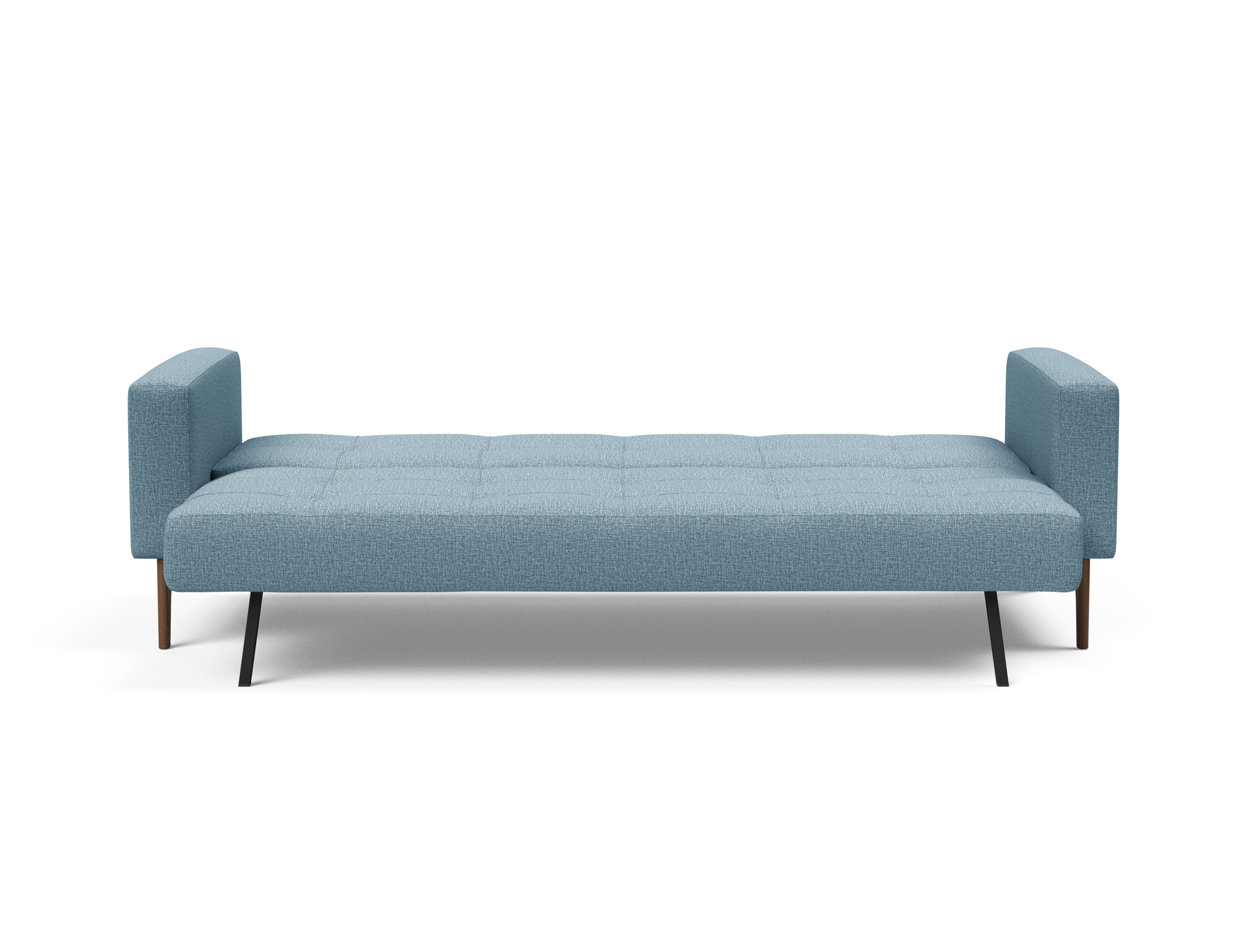 Cassius Quilt Fabric Sofa Bed w/Dark Wood Legs
