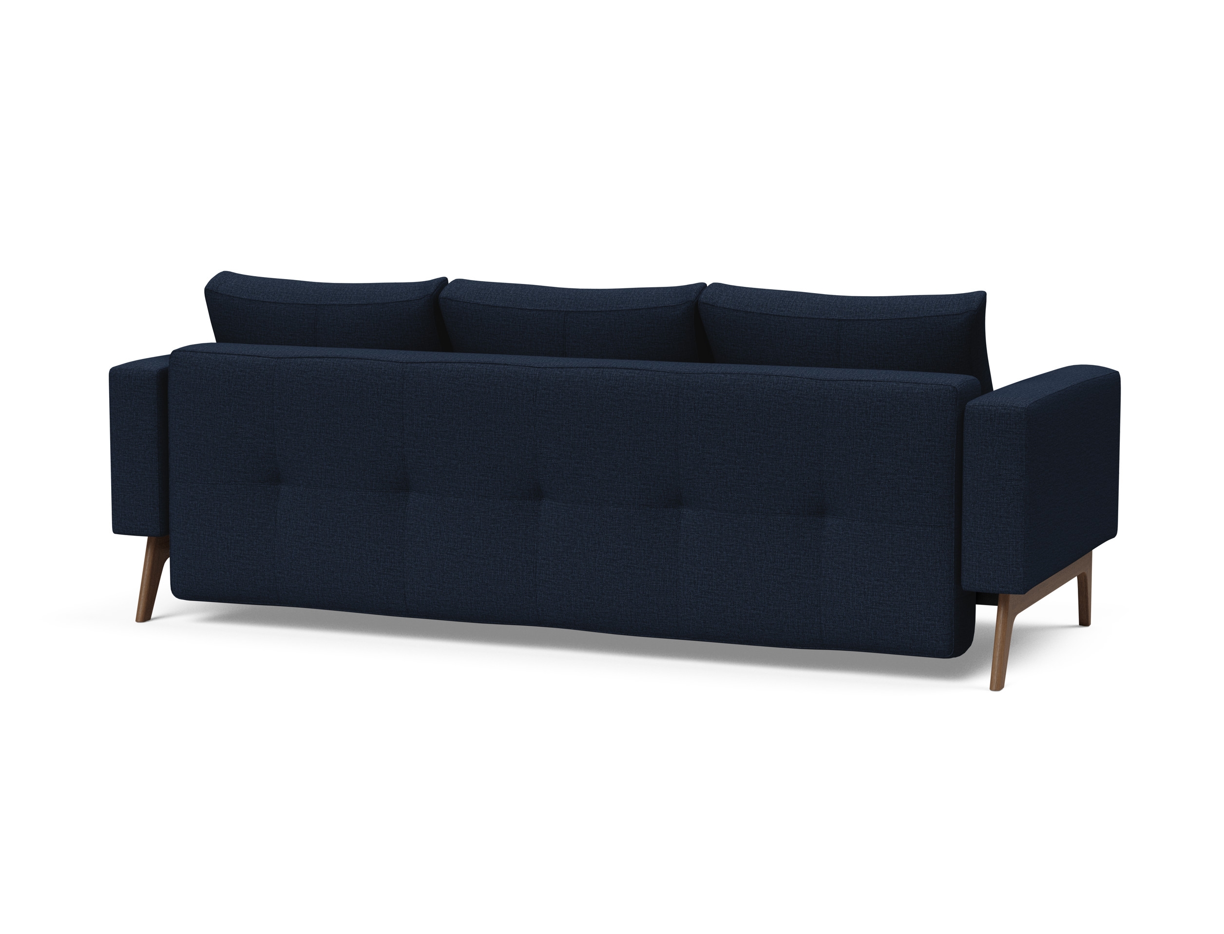 Cassius Quilt Fabric Sofa Bed w/Dark Wood Legs