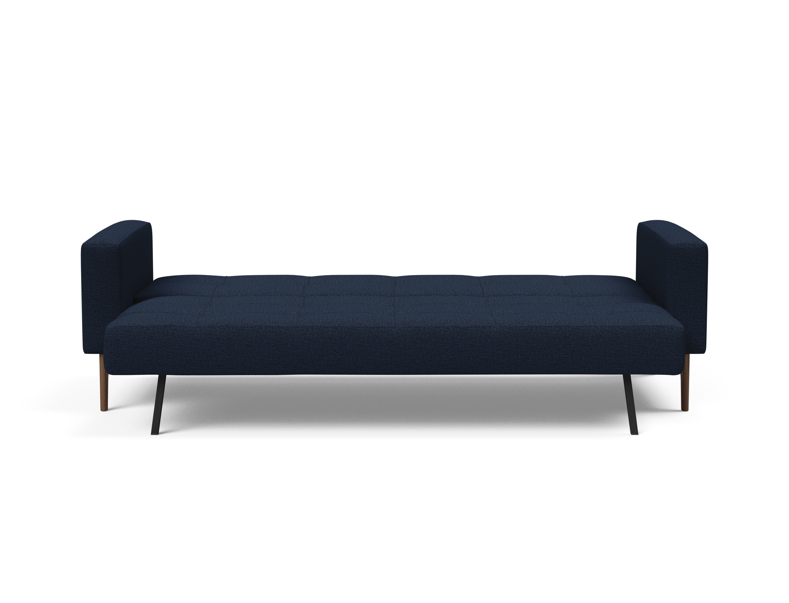 Cassius Quilt Fabric Sofa Bed w/Dark Wood Legs