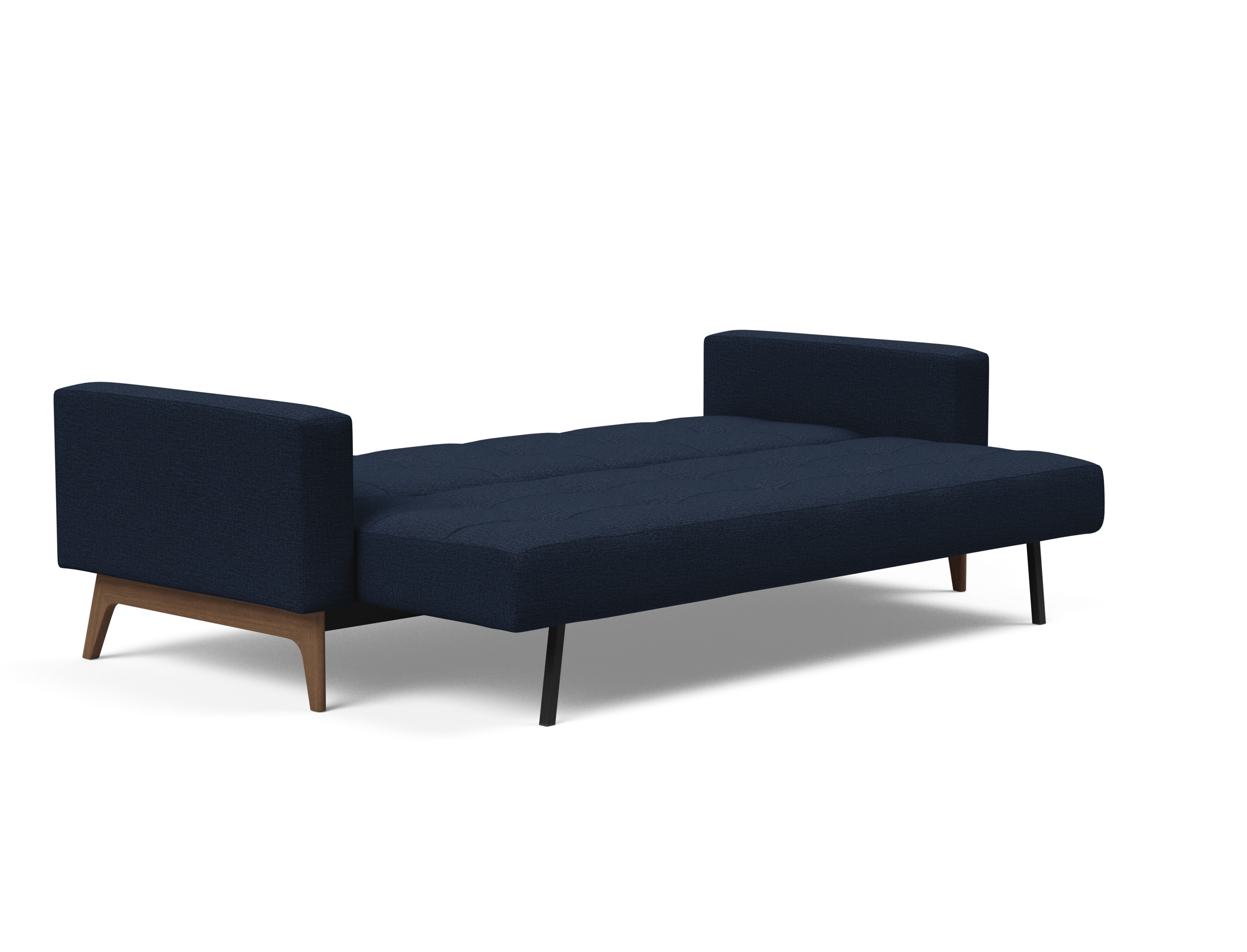Cassius Quilt Fabric Sofa Bed w/Dark Wood Legs