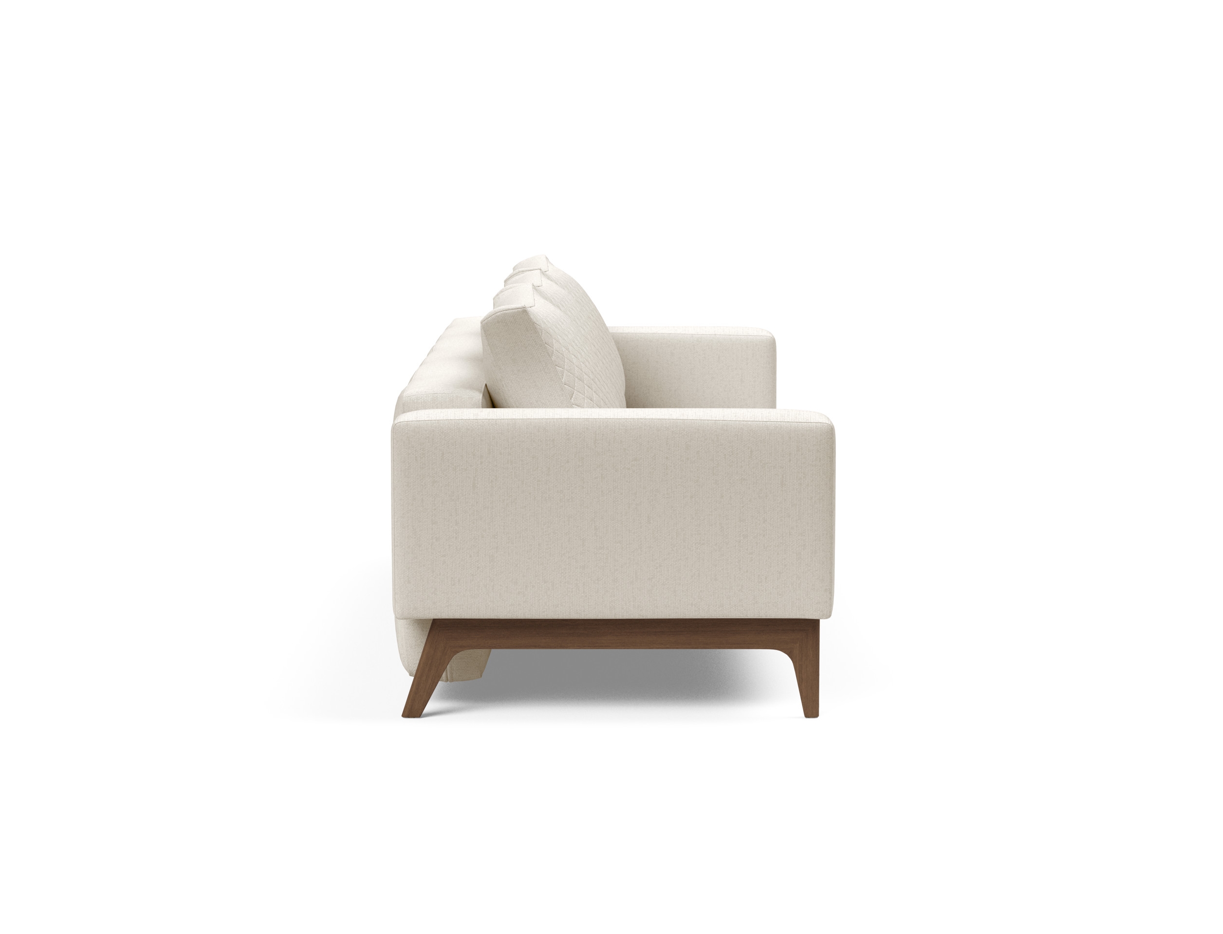 Cassius Quilt Fabric Sofa Bed w/Dark Wood Legs