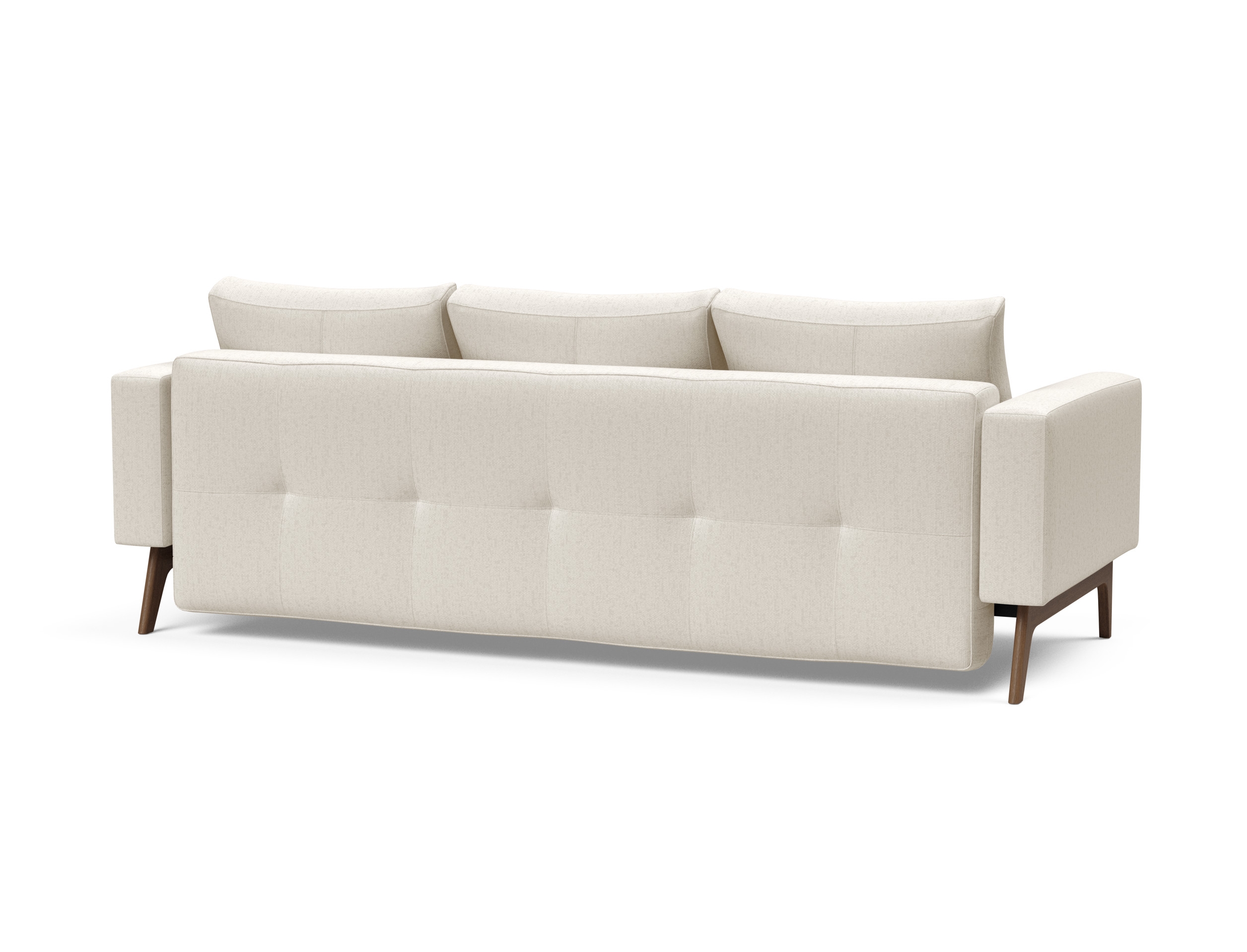 Cassius Quilt Fabric Sofa Bed w/Dark Wood Legs