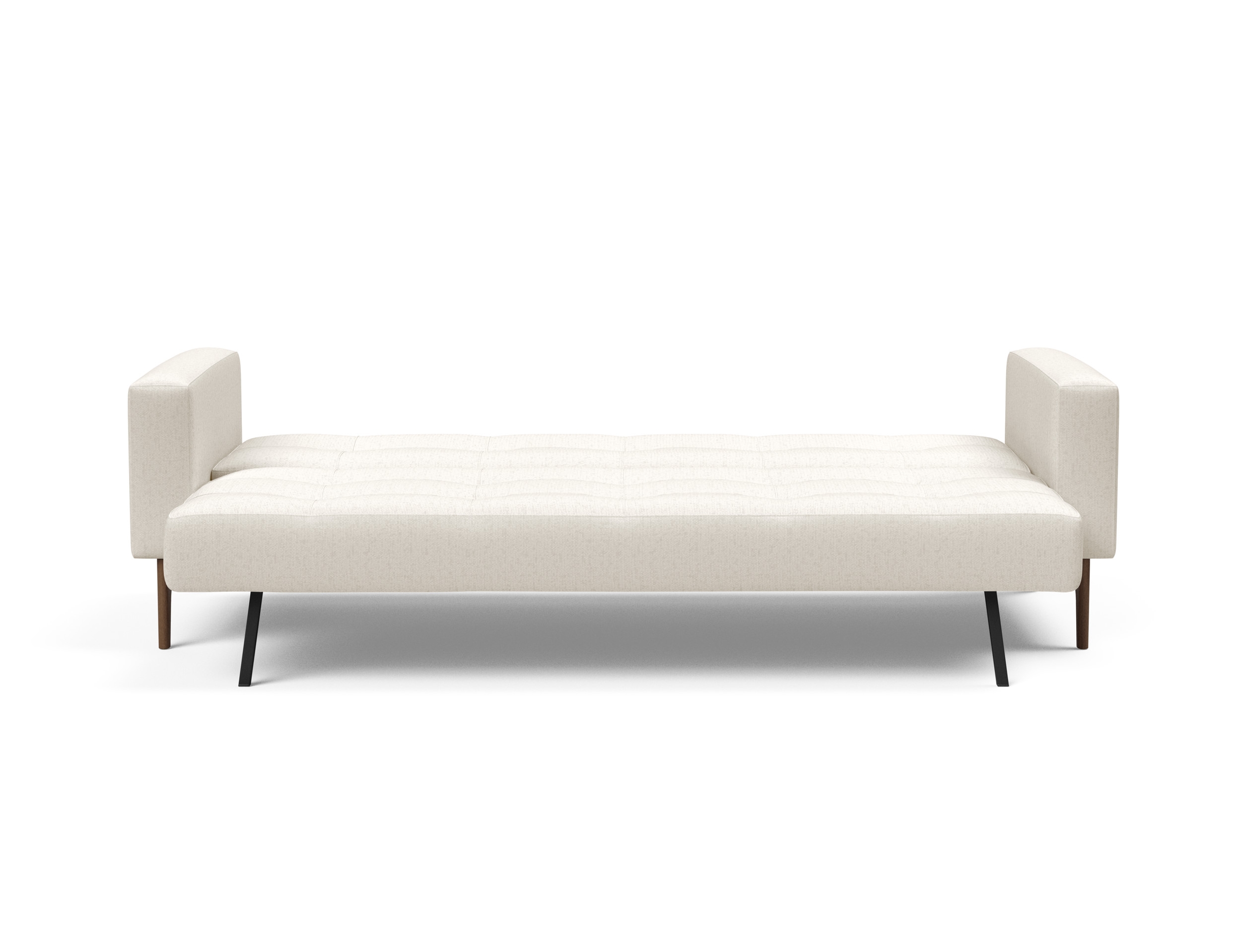Cassius Quilt Fabric Sofa Bed w/Dark Wood Legs