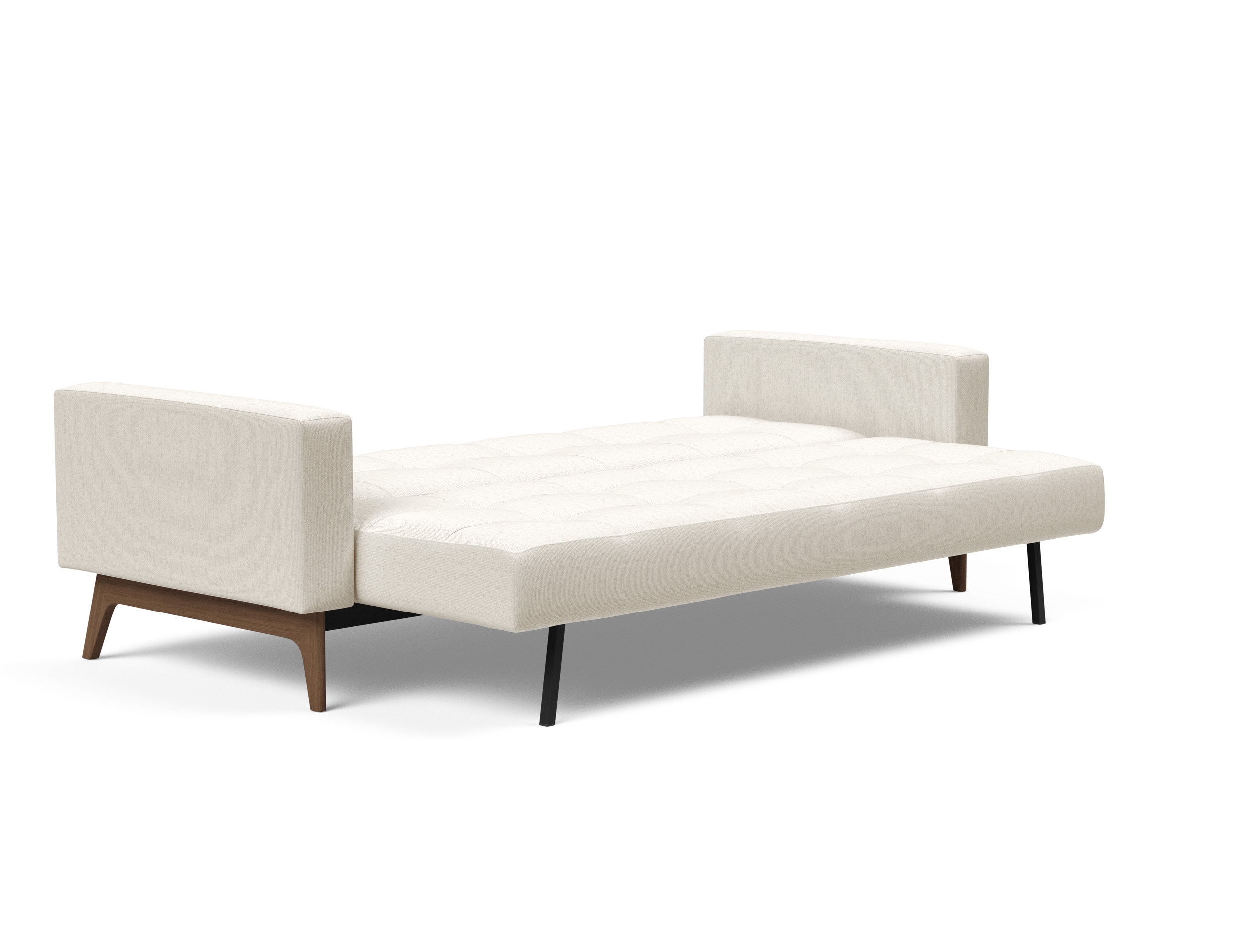 Cassius Quilt Fabric Sofa Bed w/Dark Wood Legs