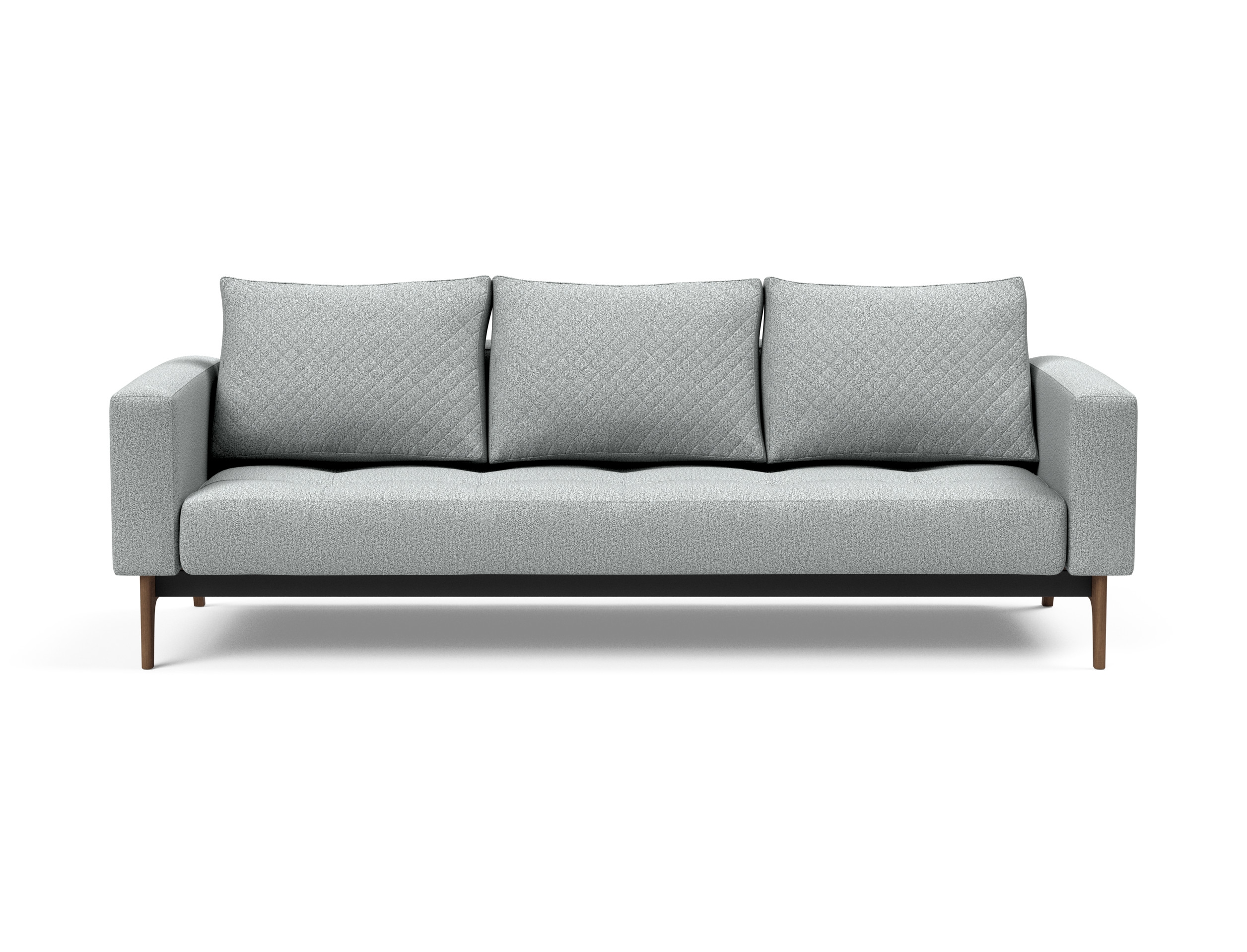Cassius Quilt Fabric Sofa Bed w/Dark Wood Legs
