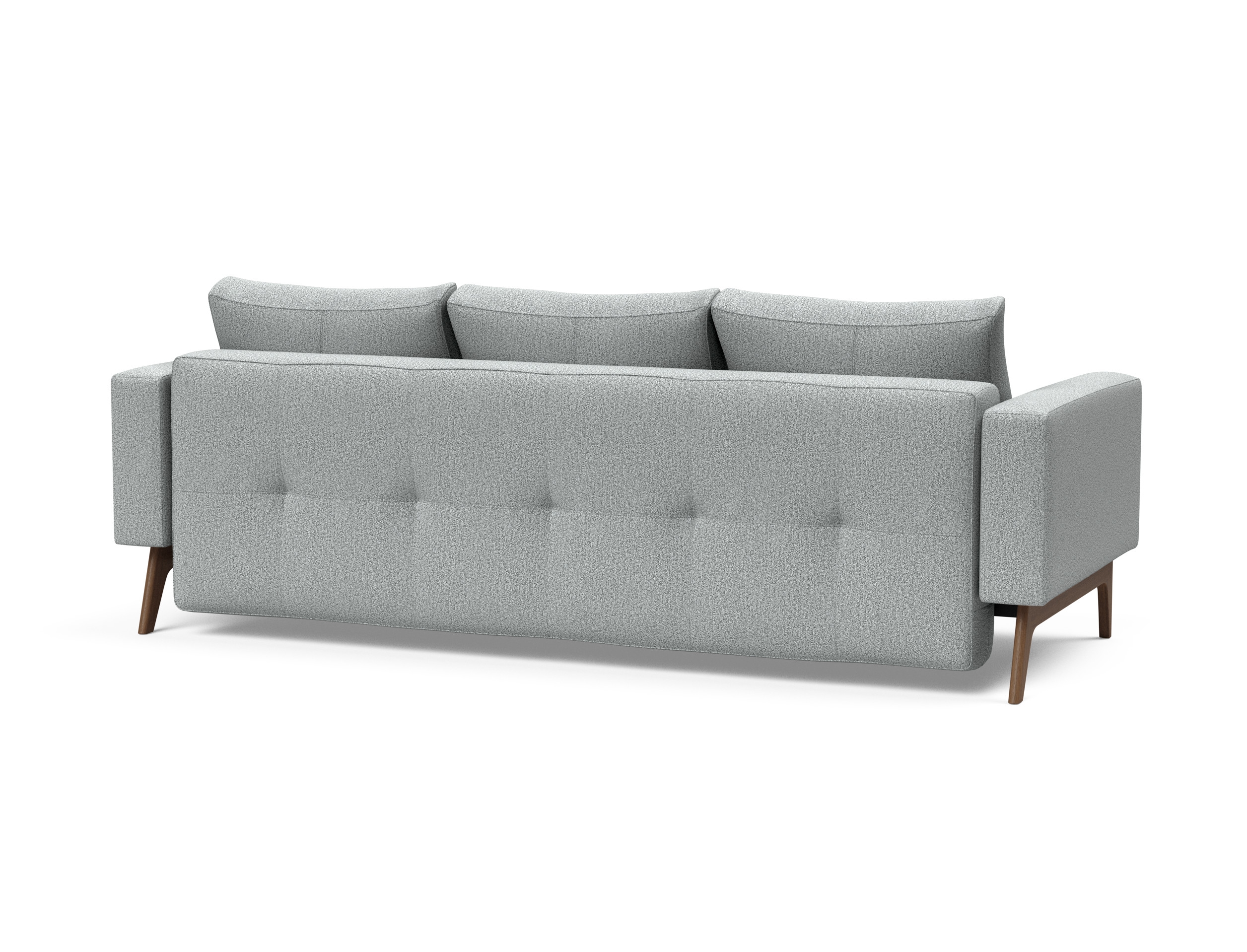 Cassius Quilt Fabric Sofa Bed w/Dark Wood Legs