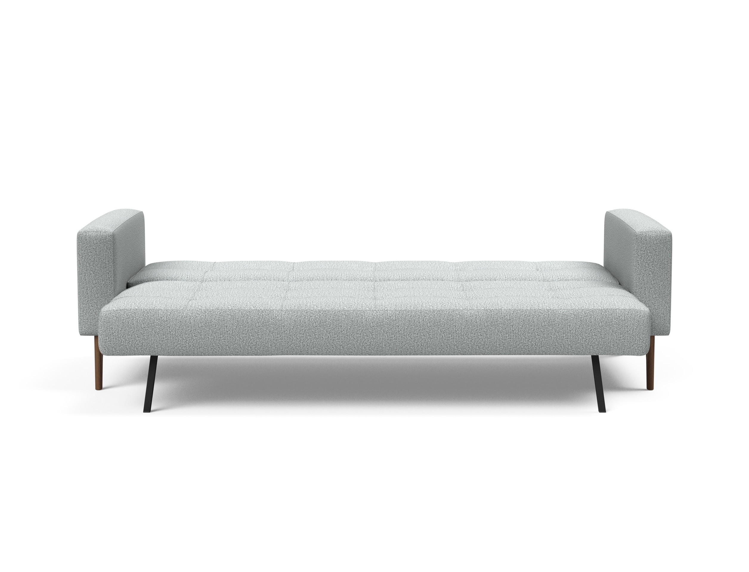 Cassius Quilt Fabric Sofa Bed w/Dark Wood Legs
