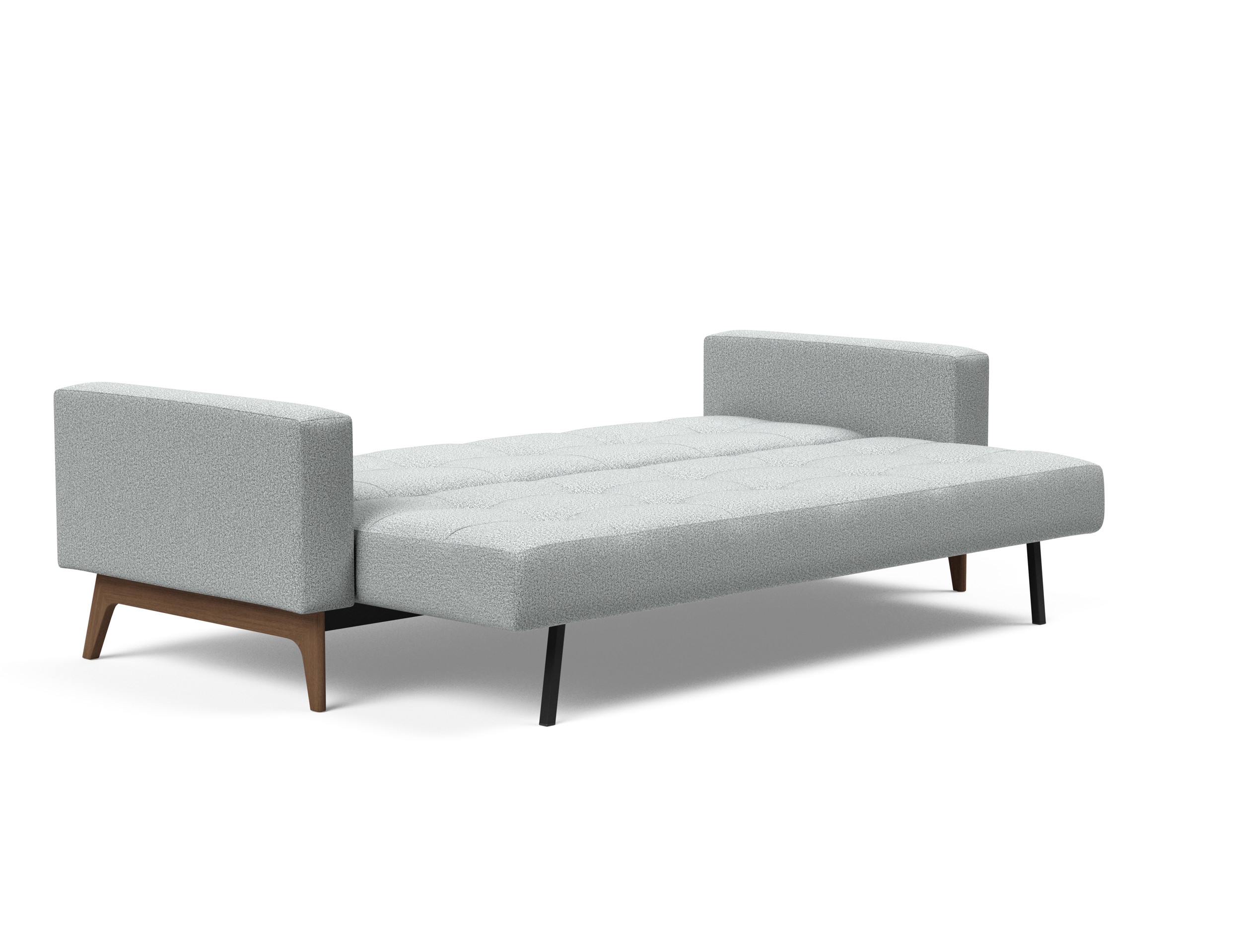 Cassius Quilt Fabric Sofa Bed w/Dark Wood Legs