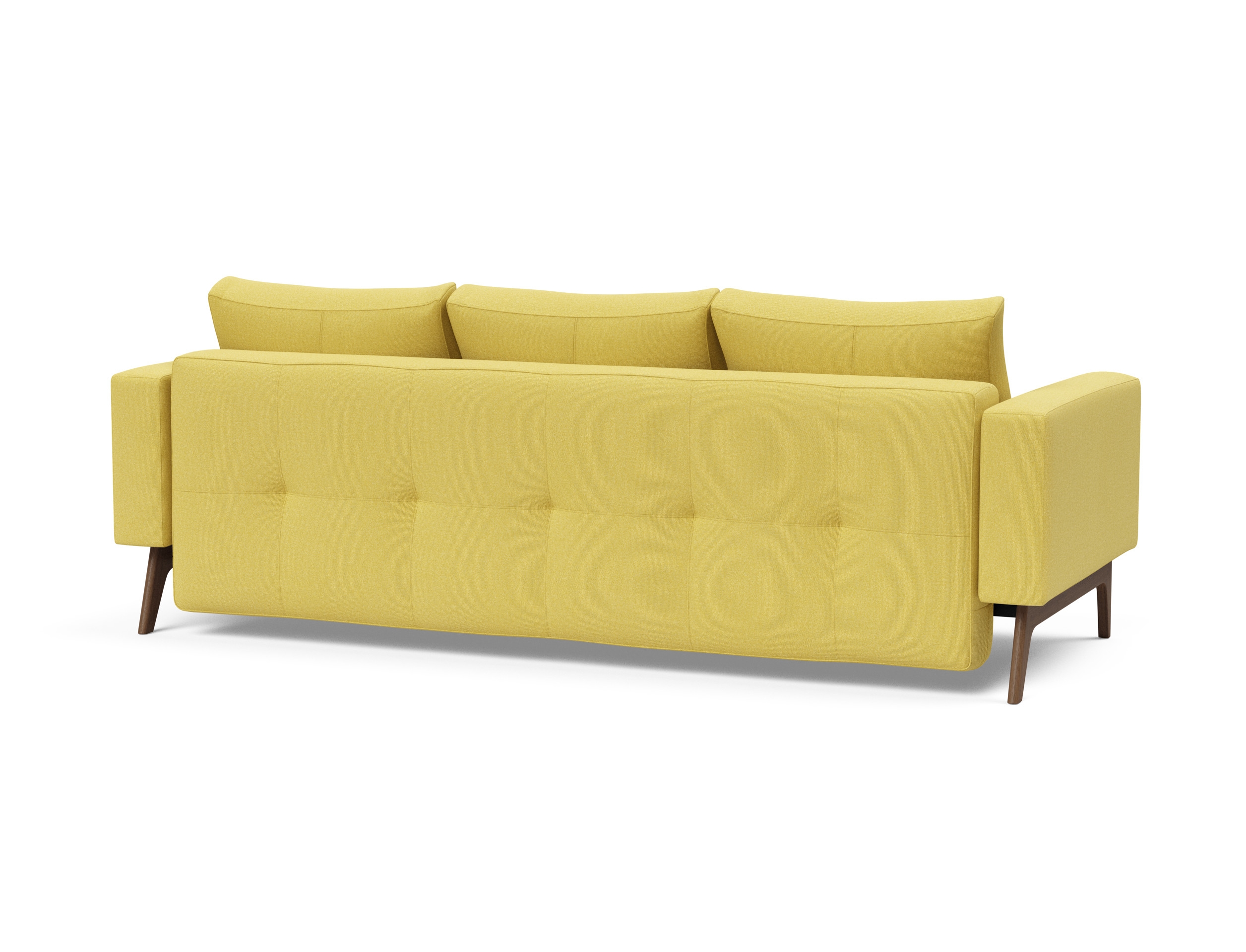 Cassius Quilt Fabric Sofa Bed w/Dark Wood Legs