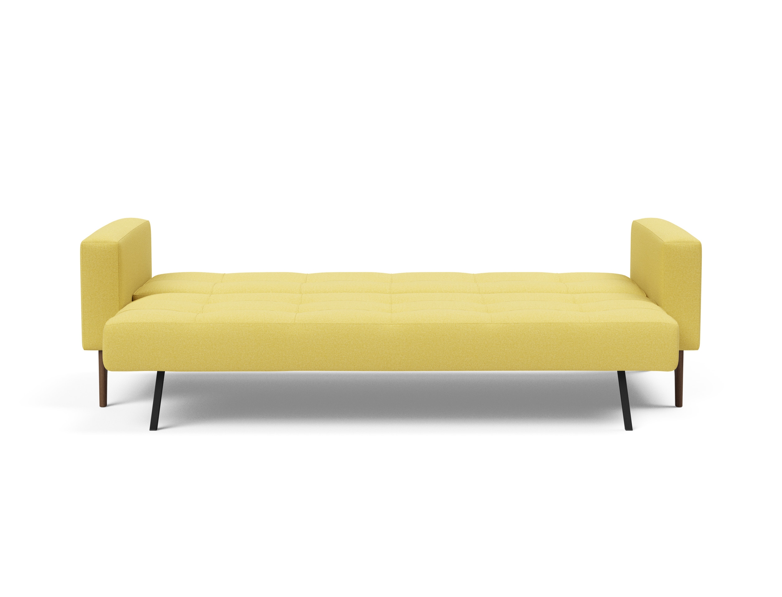 Cassius Quilt Fabric Sofa Bed w/Dark Wood Legs