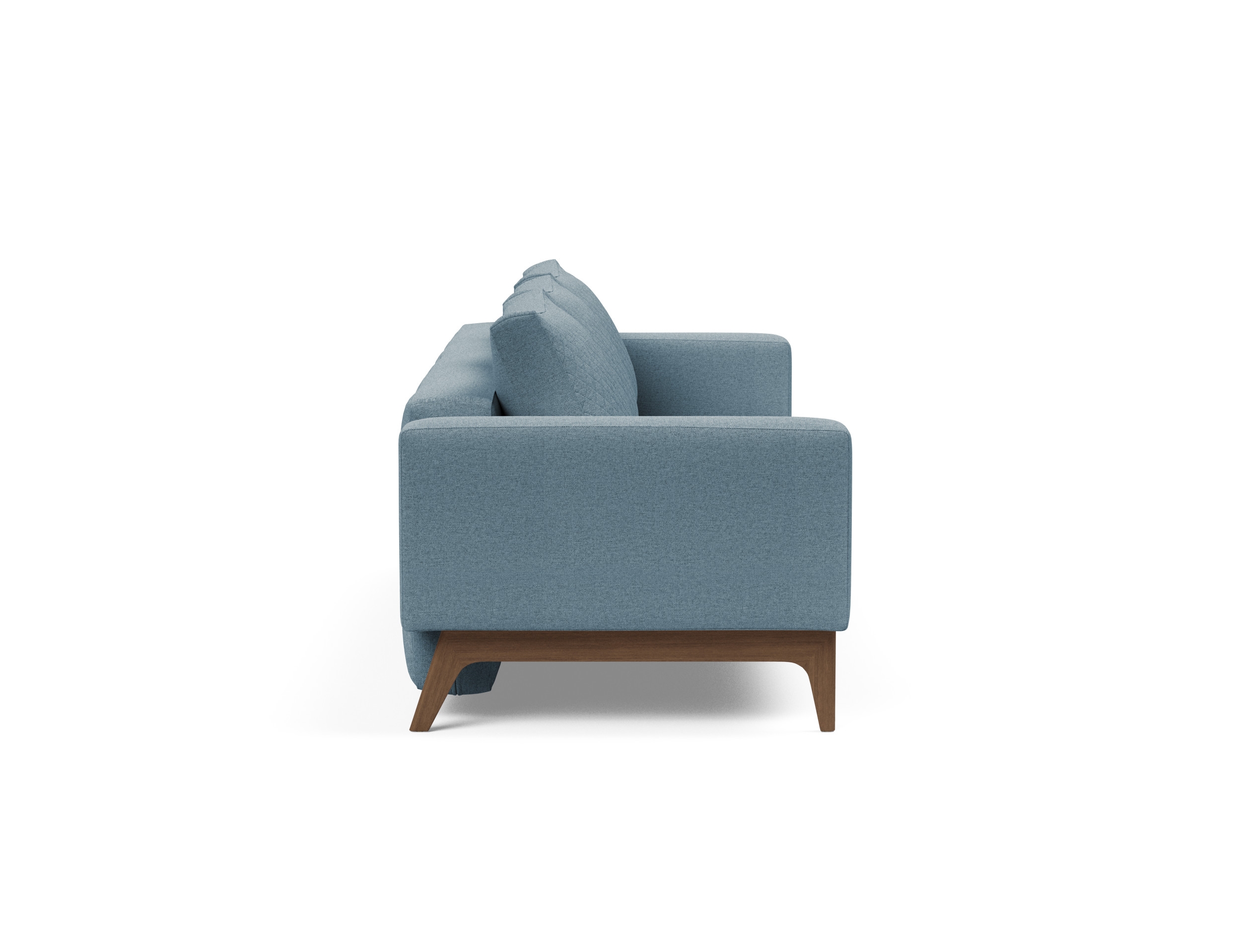 Cassius Quilt Fabric Sofa Bed w/Dark Wood Legs