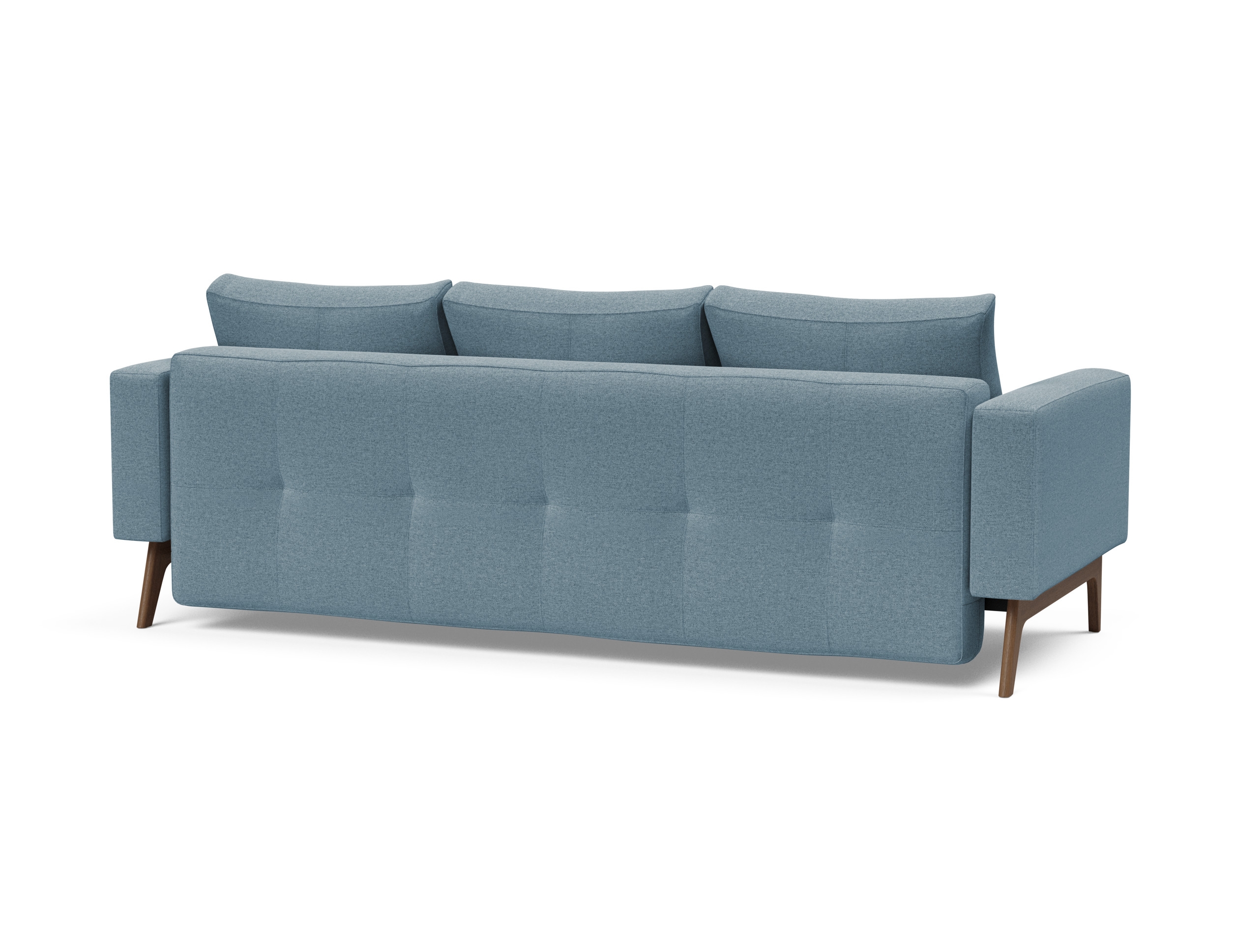 Cassius Quilt Fabric Sofa Bed w/Dark Wood Legs