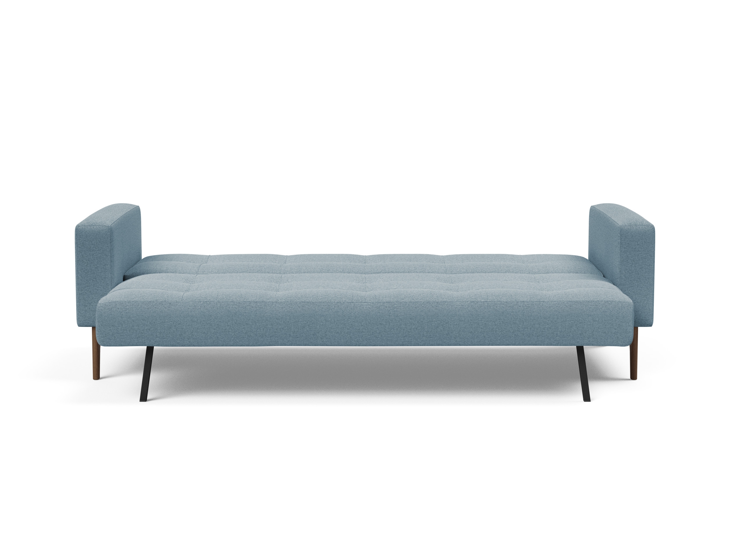 Cassius Quilt Fabric Sofa Bed w/Dark Wood Legs