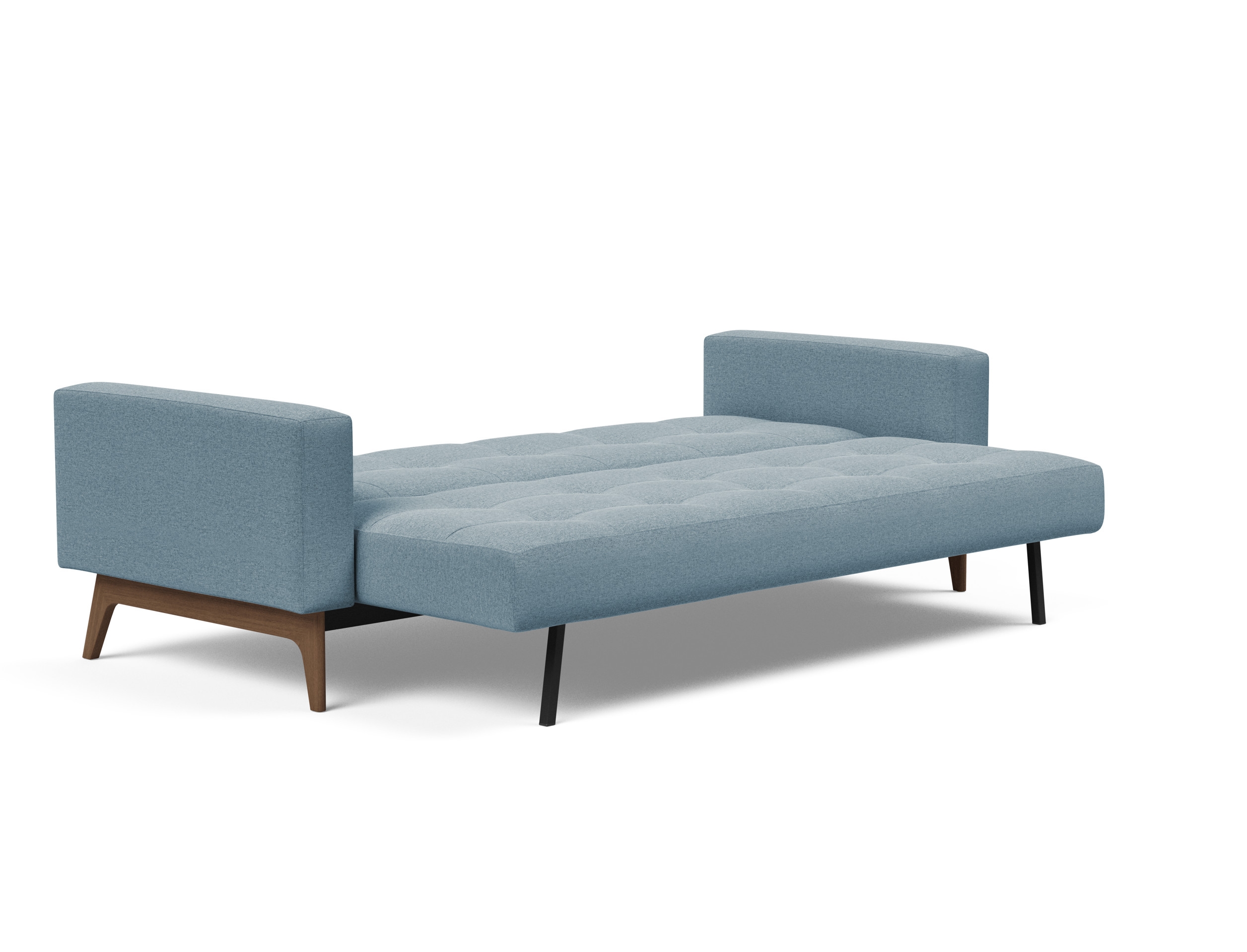 Cassius Quilt Fabric Sofa Bed w/Dark Wood Legs