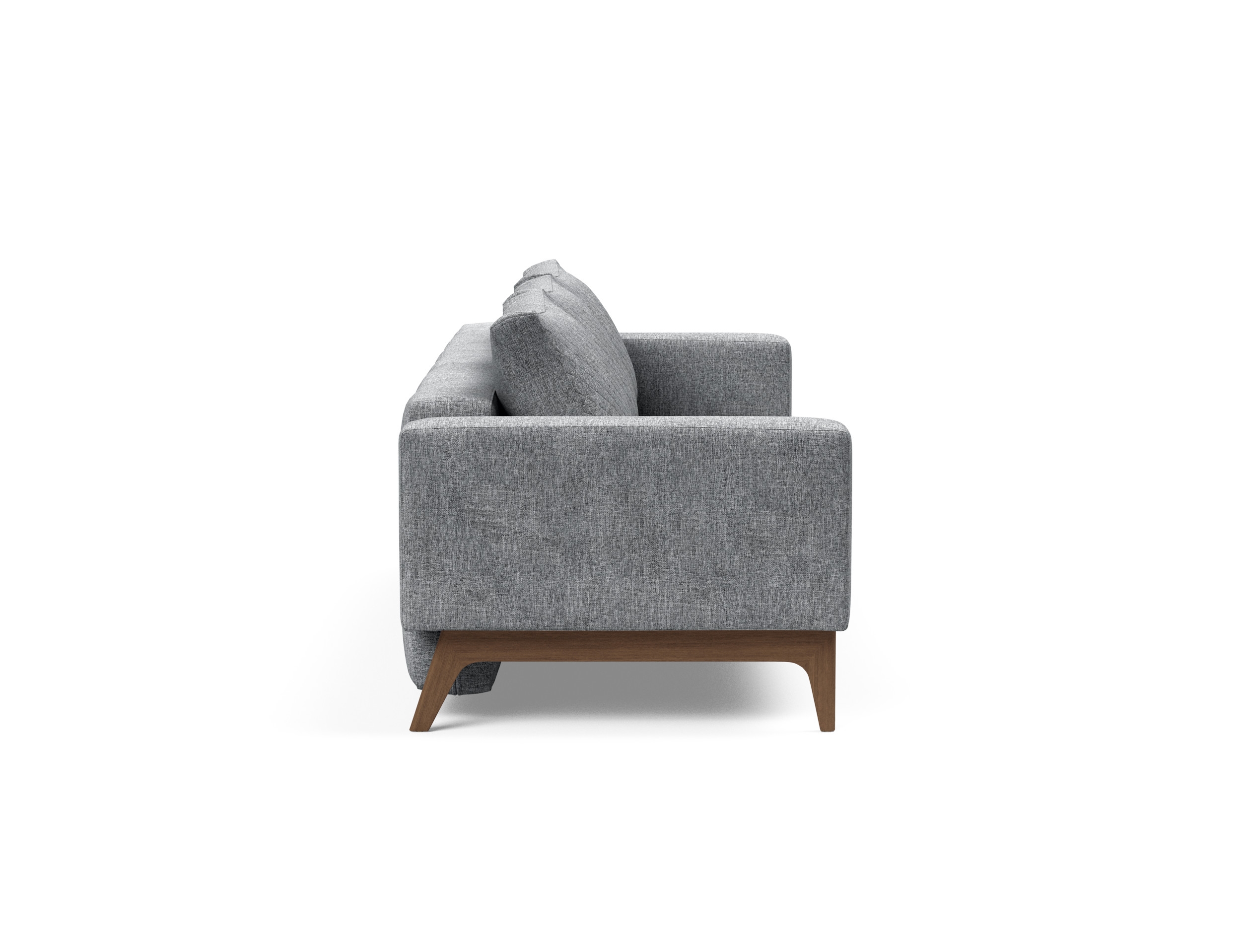 Cassius Quilt Fabric Sofa Bed w/Dark Wood Legs