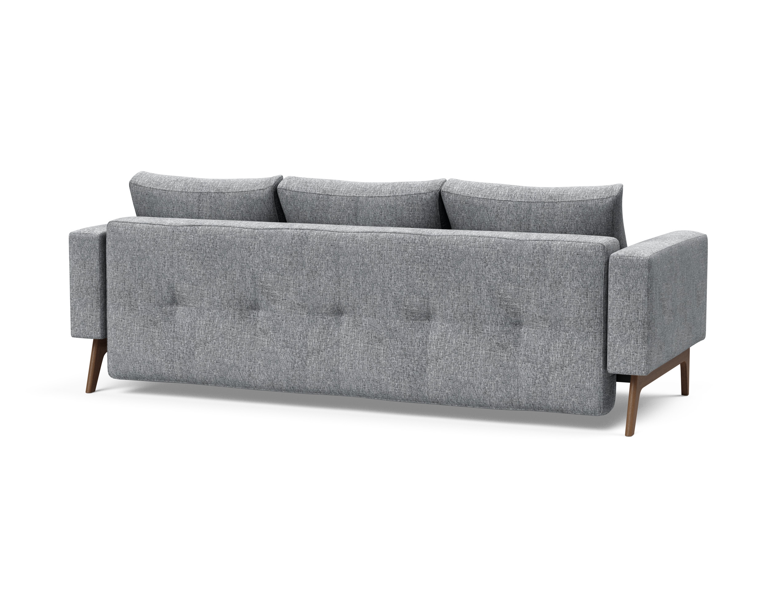 Cassius Quilt Fabric Sofa Bed w/Dark Wood Legs