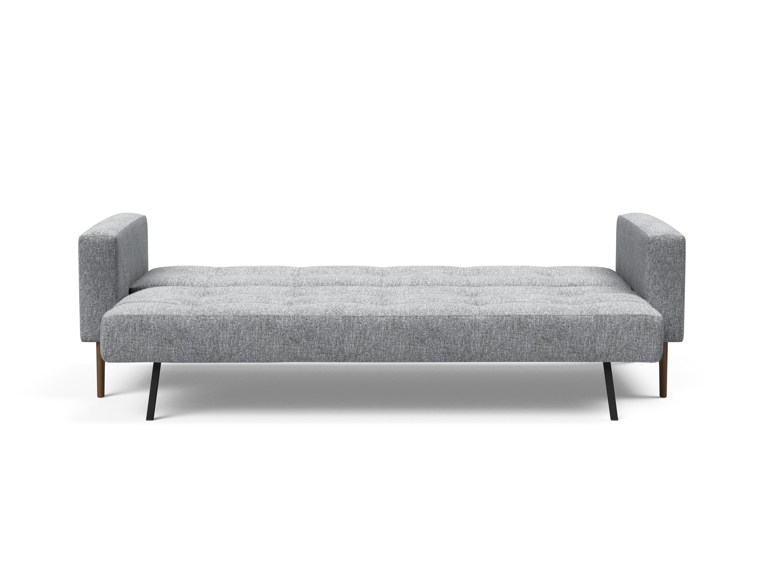 Cassius Quilt Fabric Sofa Bed w/Dark Wood Legs