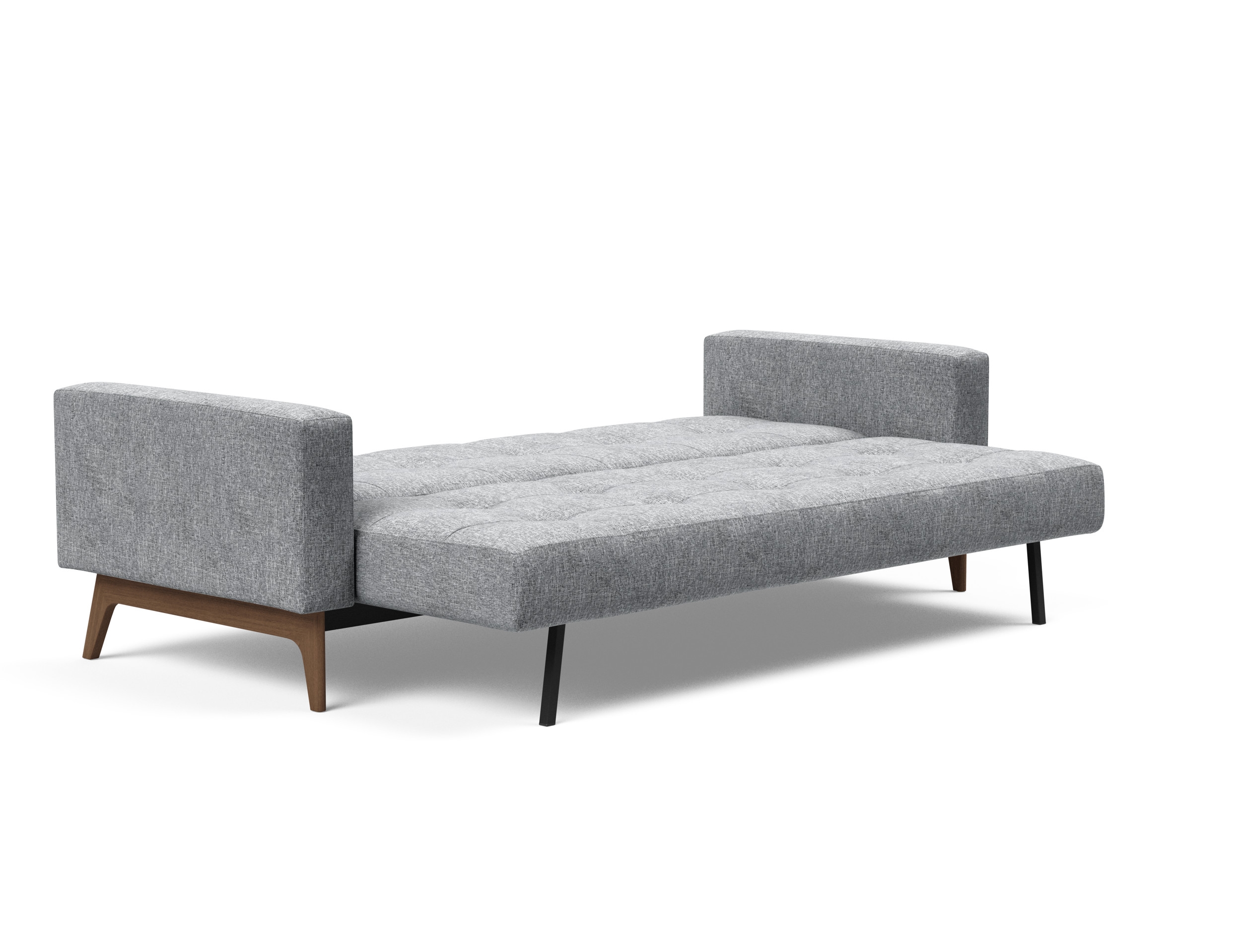 Cassius Quilt Fabric Sofa Bed w/Dark Wood Legs