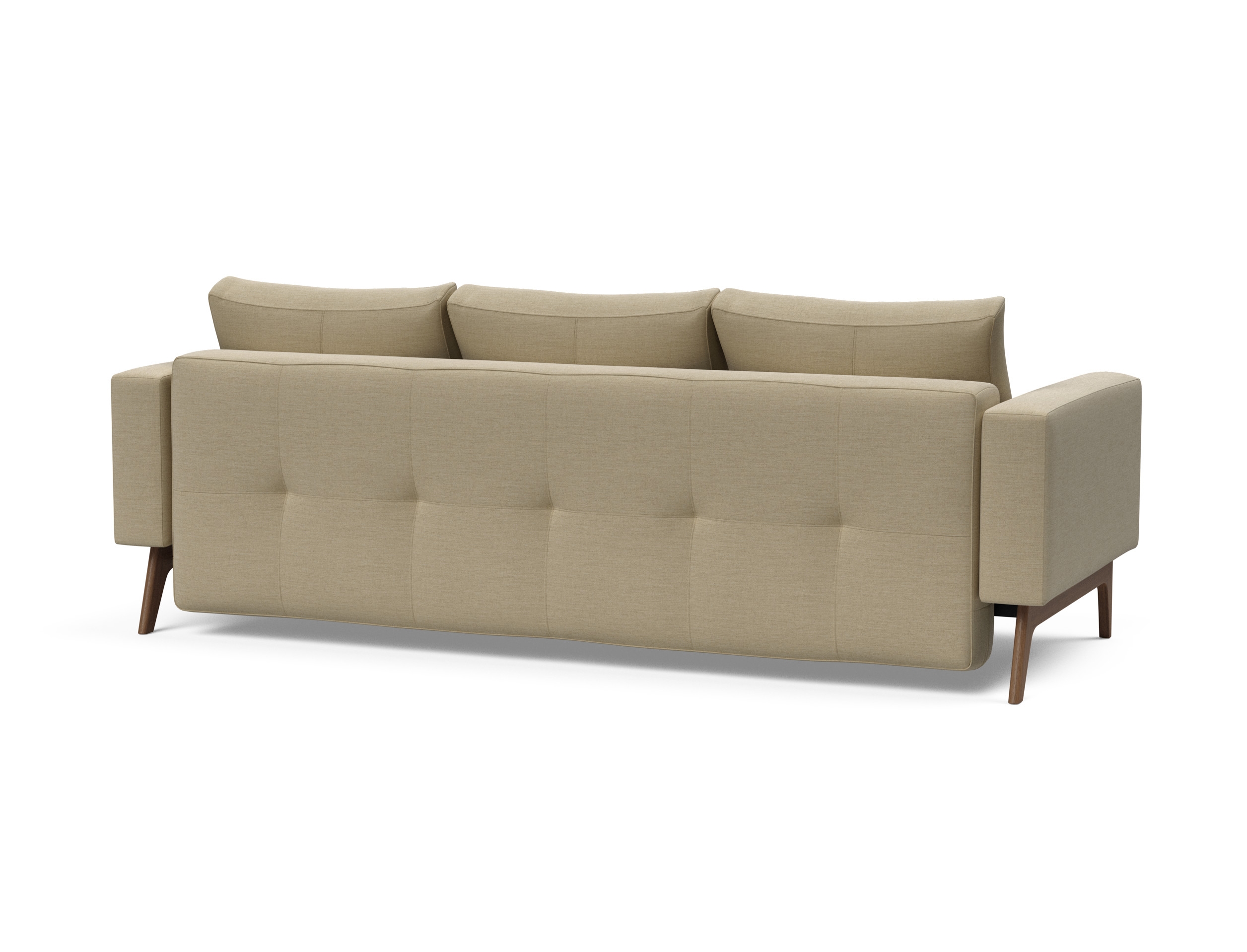 Cassius Quilt Fabric Sofa Bed w/Dark Wood Legs