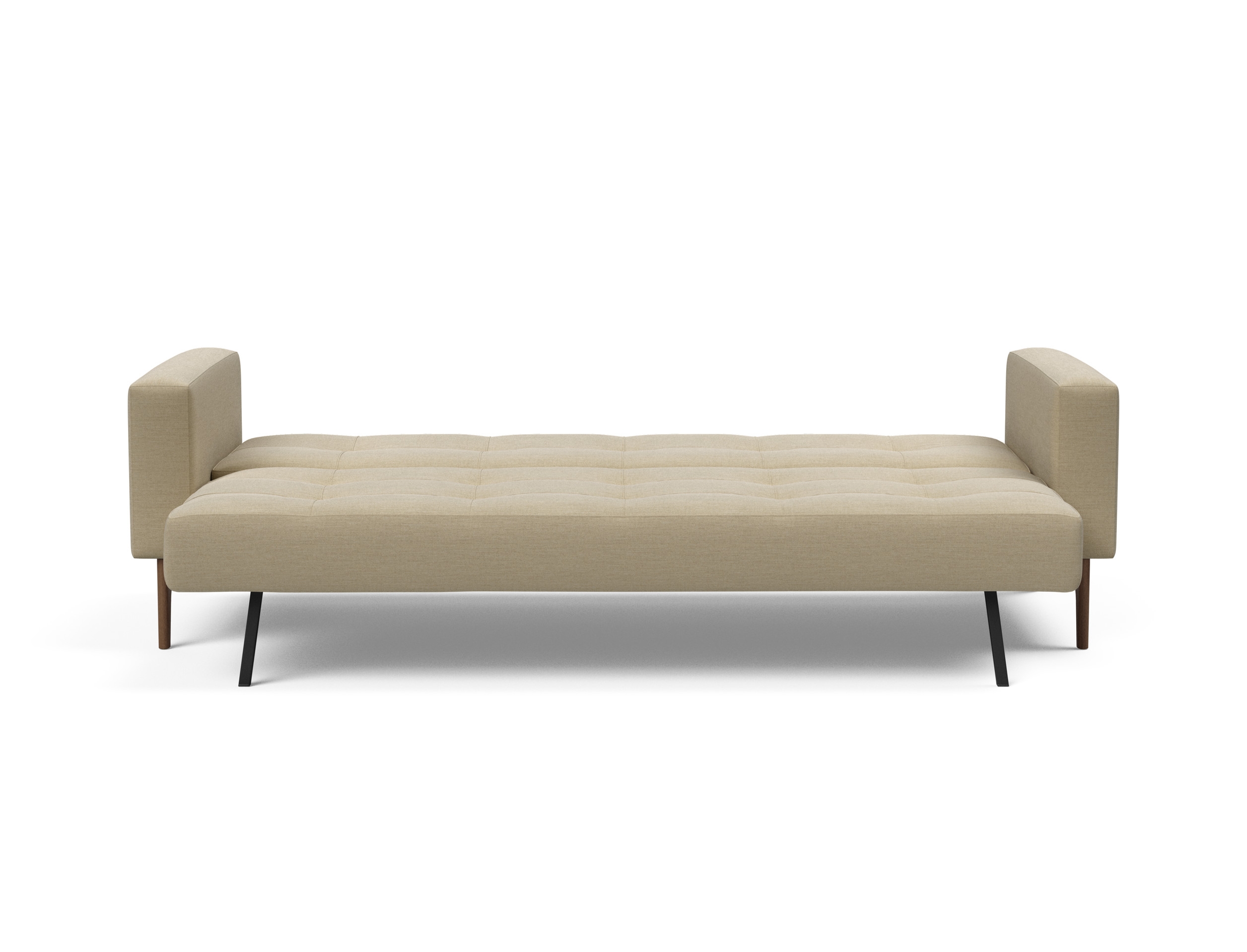 Cassius Quilt Fabric Sofa Bed w/Dark Wood Legs
