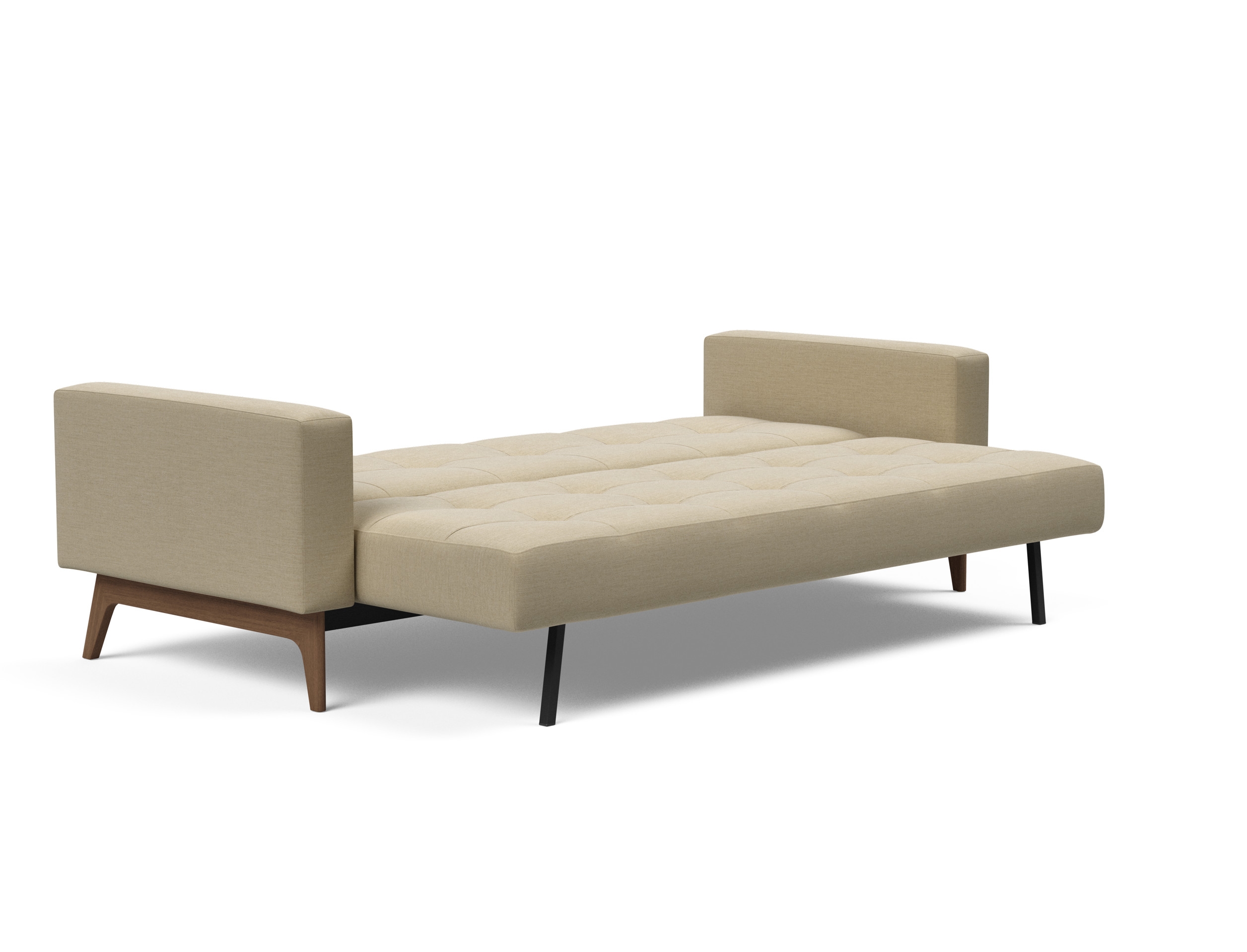 Cassius Quilt Fabric Sofa Bed w/Dark Wood Legs