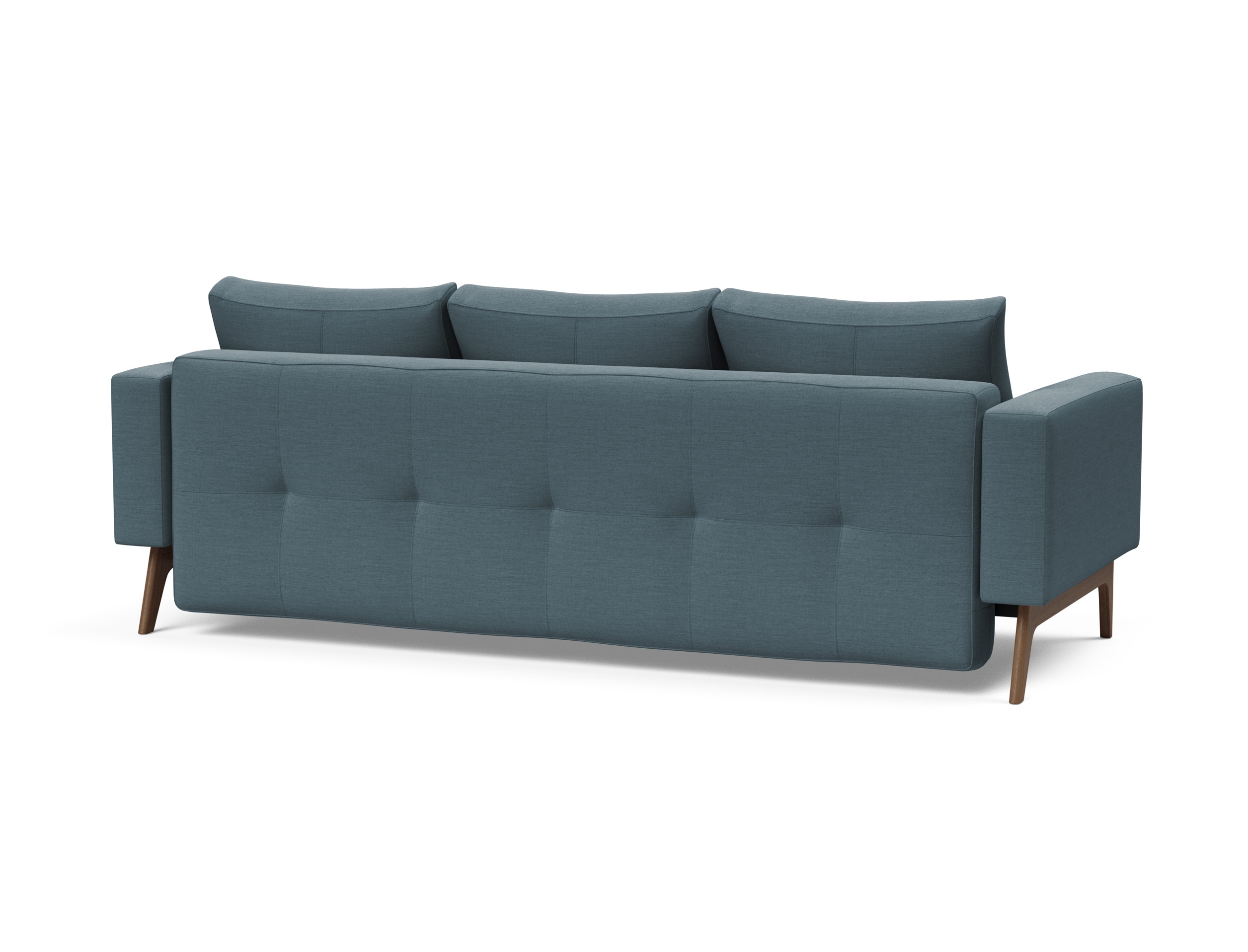 Cassius Quilt Fabric Sofa Bed w/Dark Wood Legs