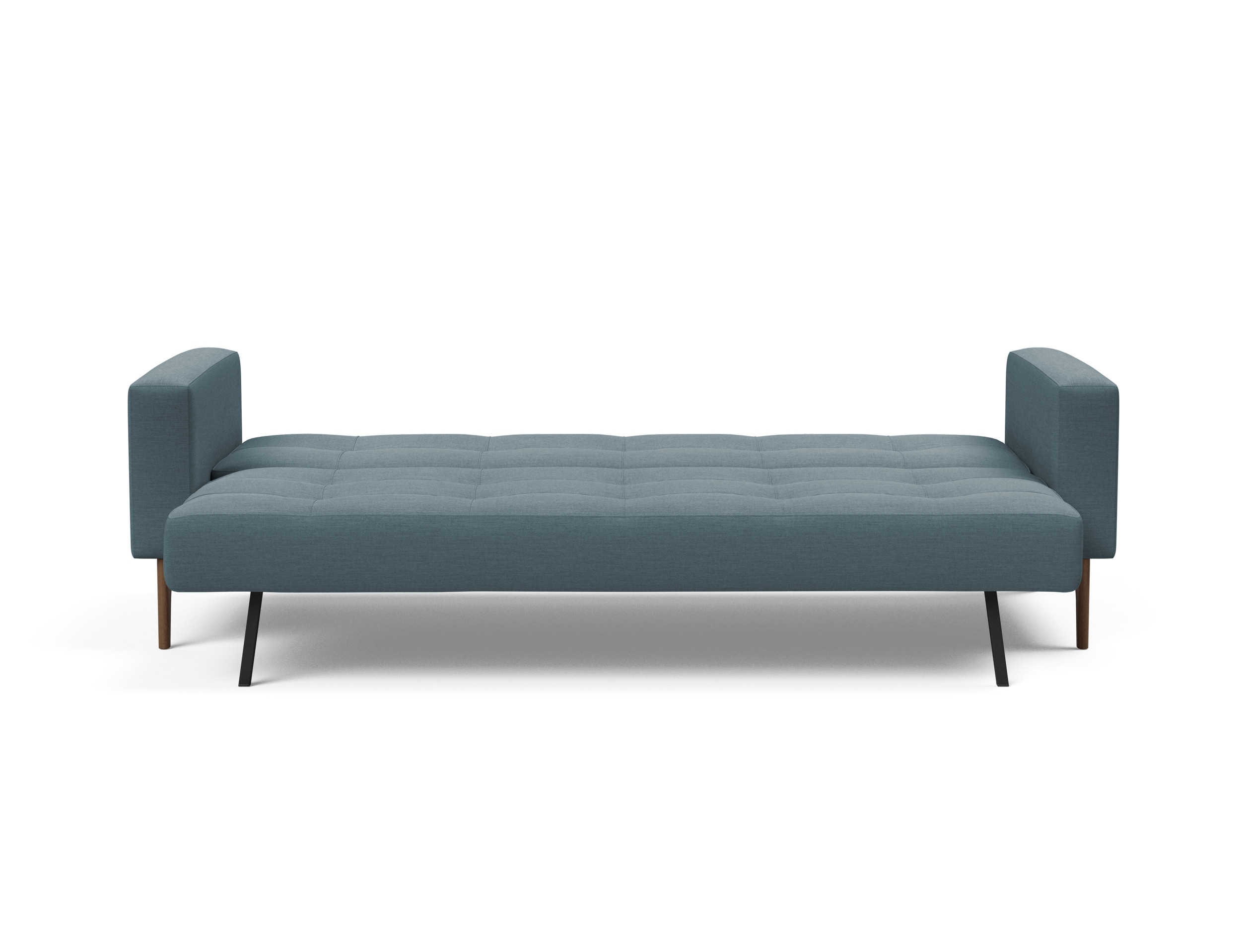 Cassius Quilt Fabric Sofa Bed w/Dark Wood Legs