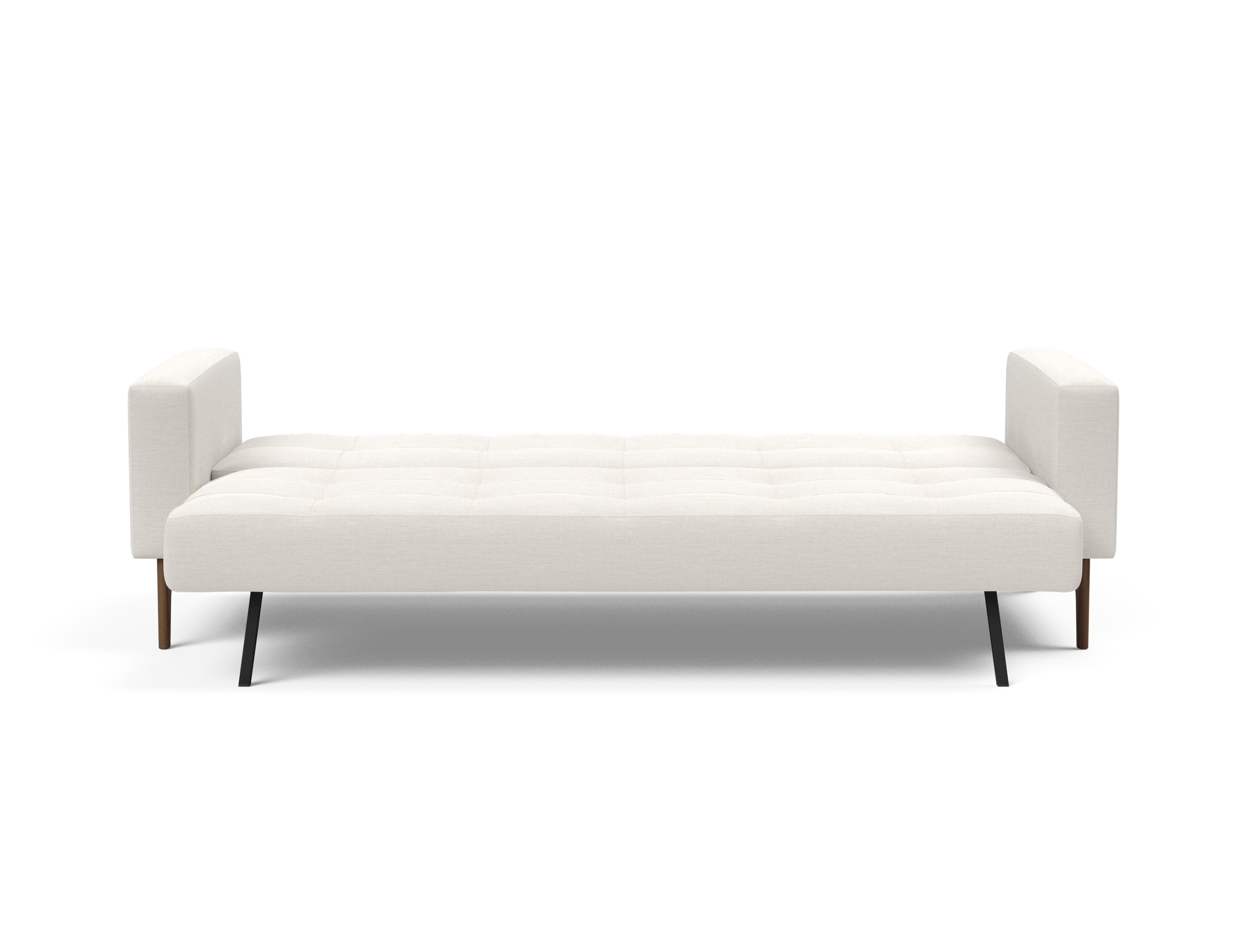 Cassius Quilt Fabric Sofa Bed w/Dark Wood Legs