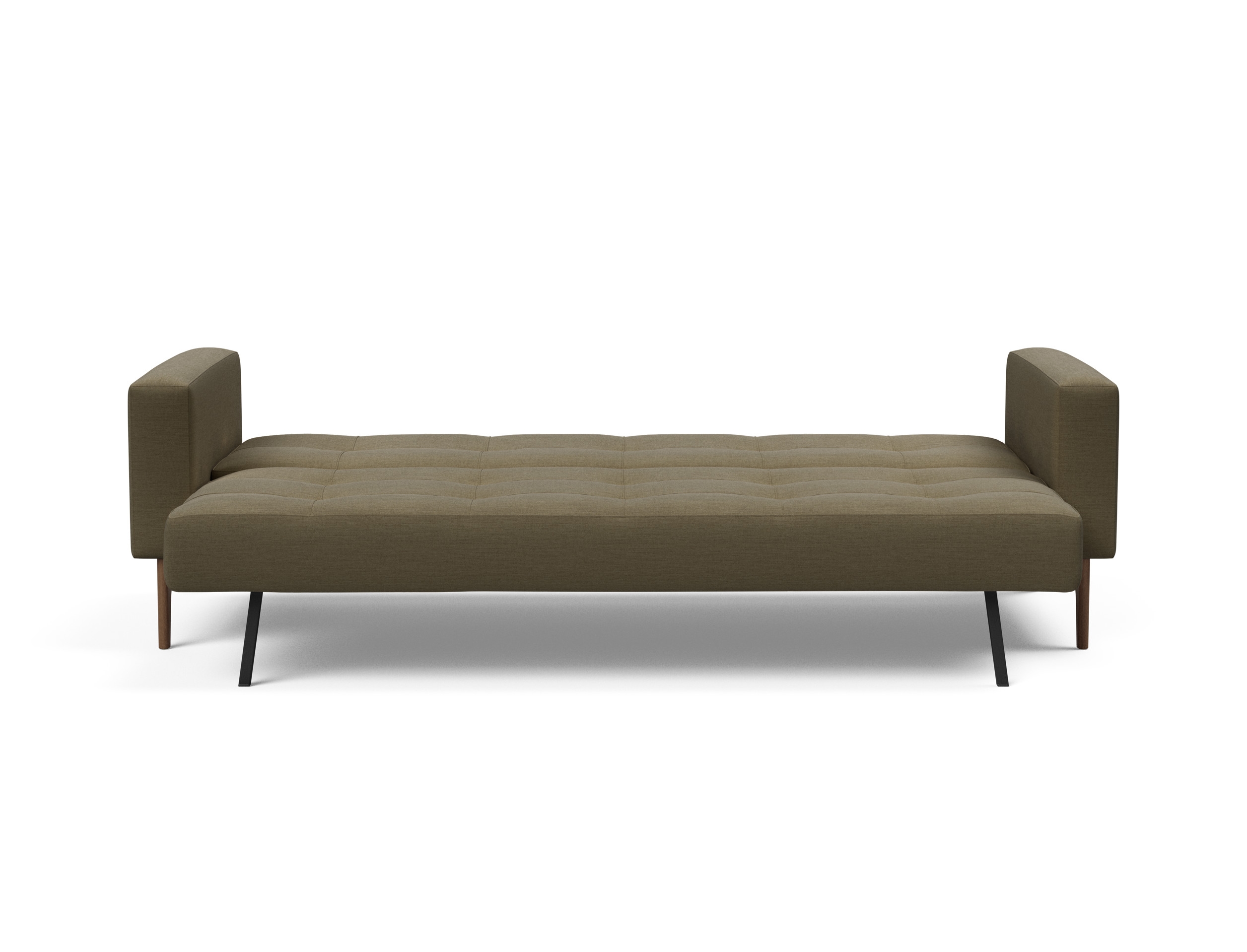 Cassius Quilt Fabric Sofa Bed w/Dark Wood Legs