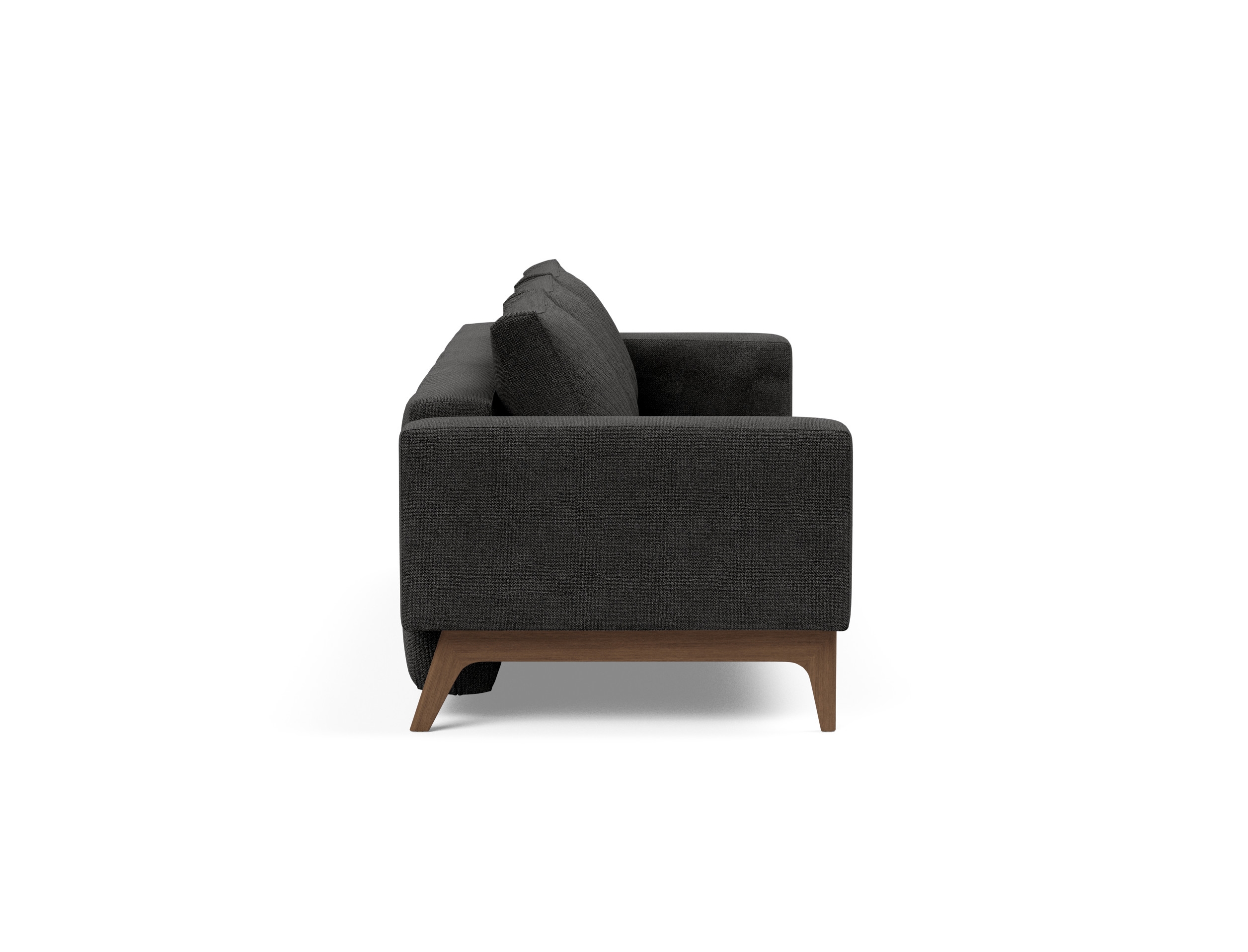 Cassius Quilt Fabric Sofa Bed w/Dark Wood Legs