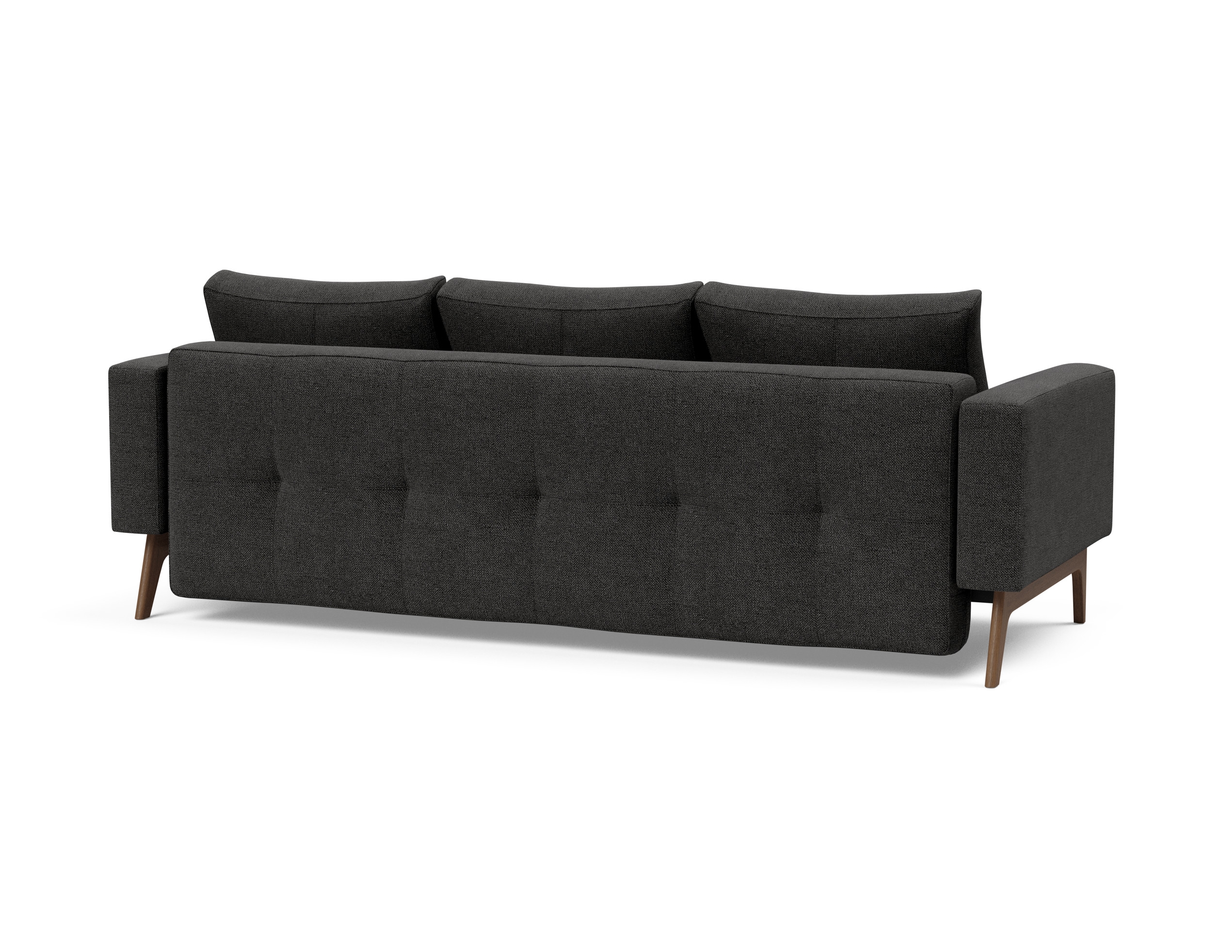 Cassius Quilt Fabric Sofa Bed w/Dark Wood Legs