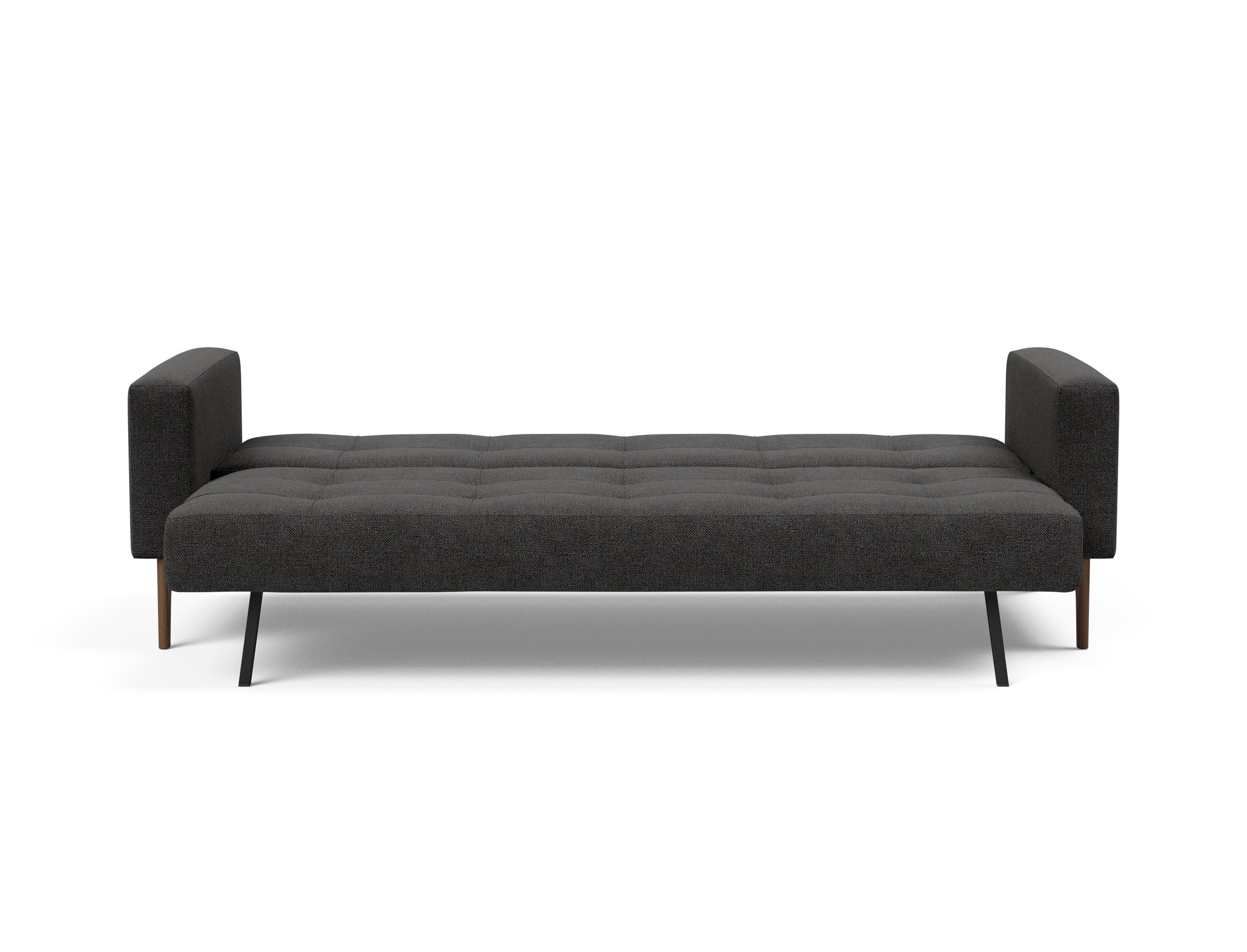 Cassius Quilt Fabric Sofa Bed w/Dark Wood Legs