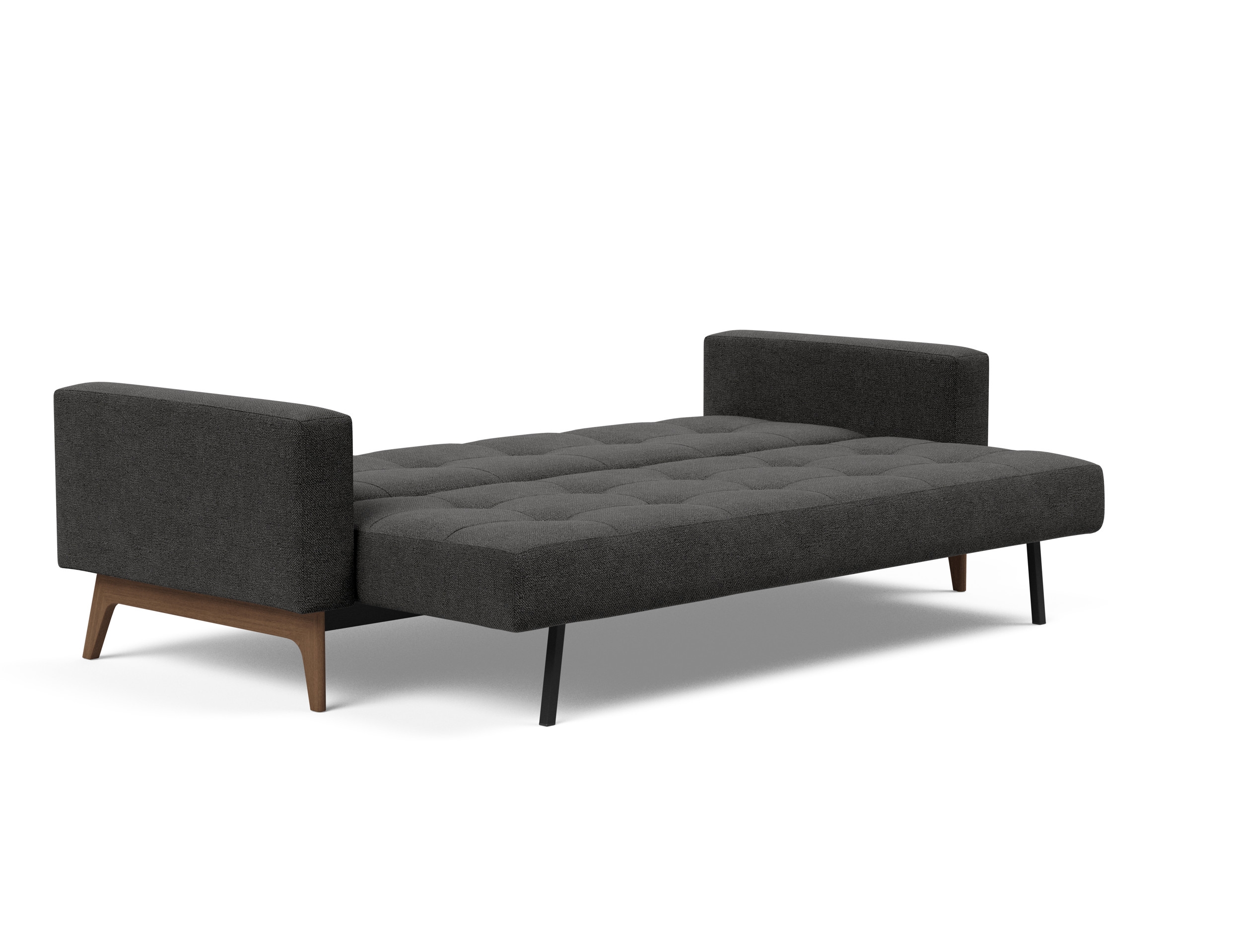 Cassius Quilt Fabric Sofa Bed w/Dark Wood Legs