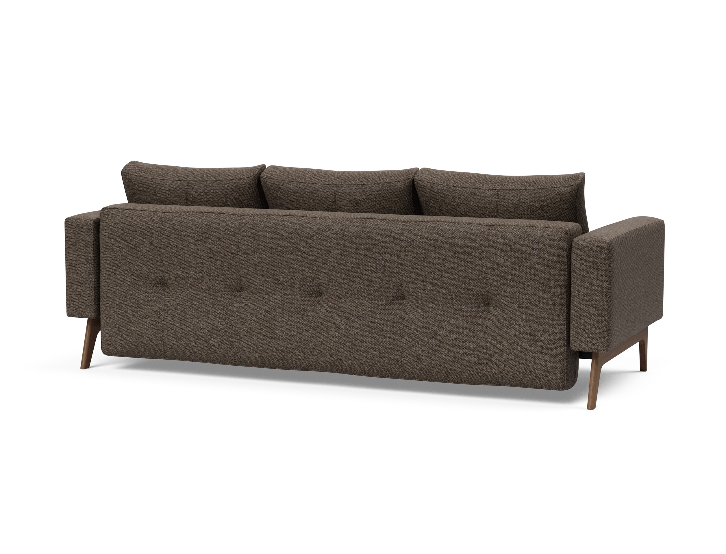 Cassius Quilt Fabric Sofa Bed w/Dark Wood Legs