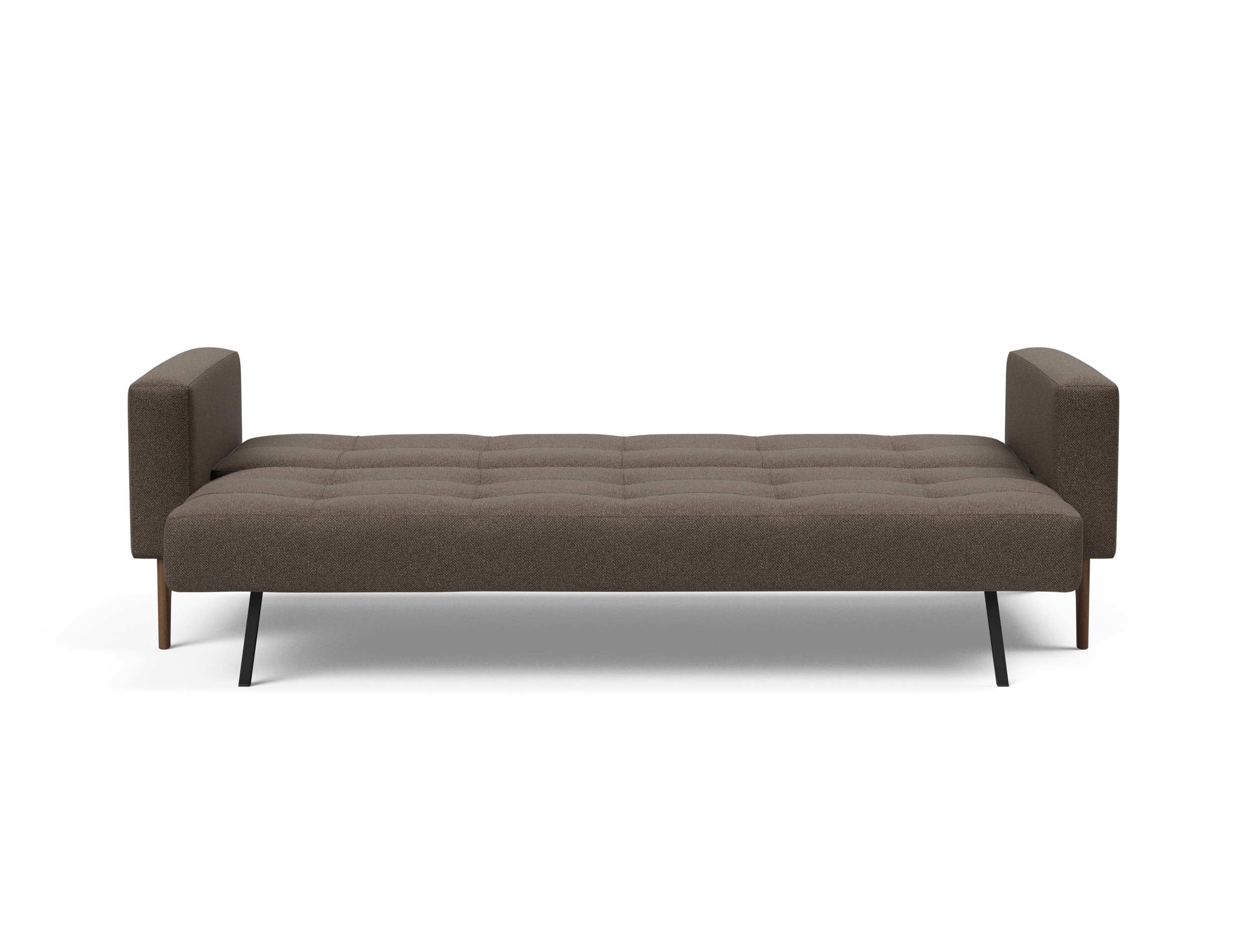 Cassius Quilt Fabric Sofa Bed w/Dark Wood Legs