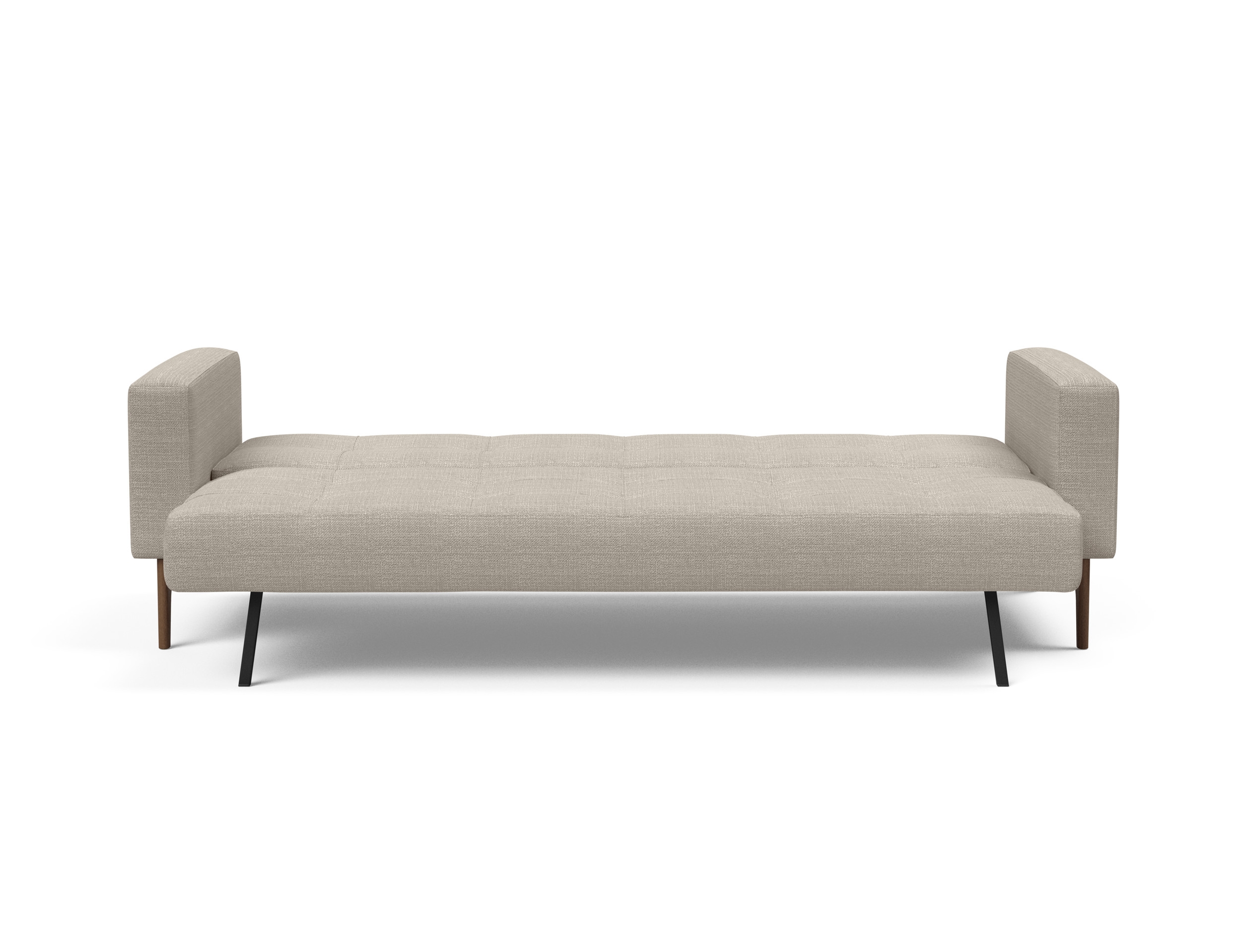 Cassius Quilt Fabric Sofa Bed w/Dark Wood Legs