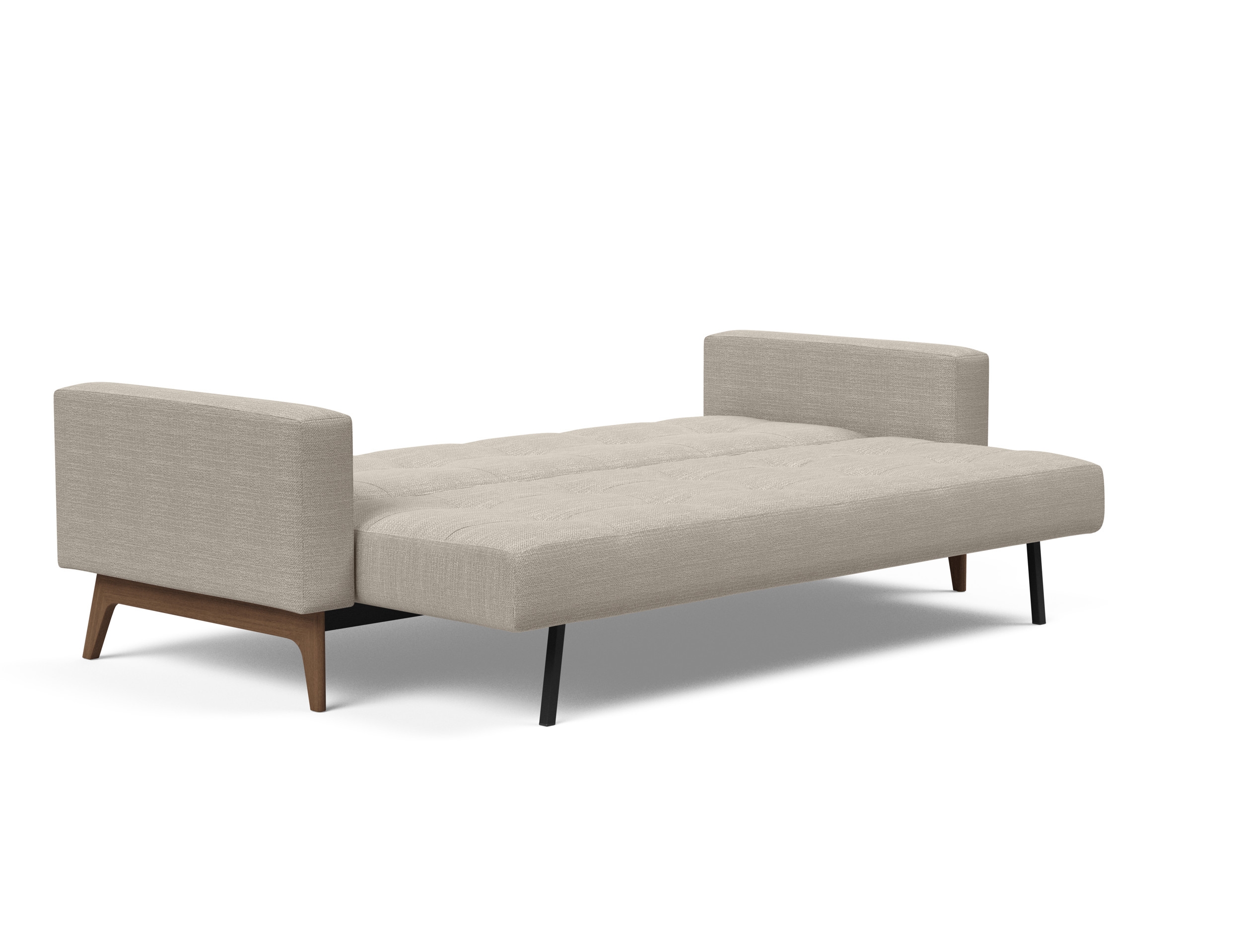 Cassius Quilt Fabric Sofa Bed w/Dark Wood Legs