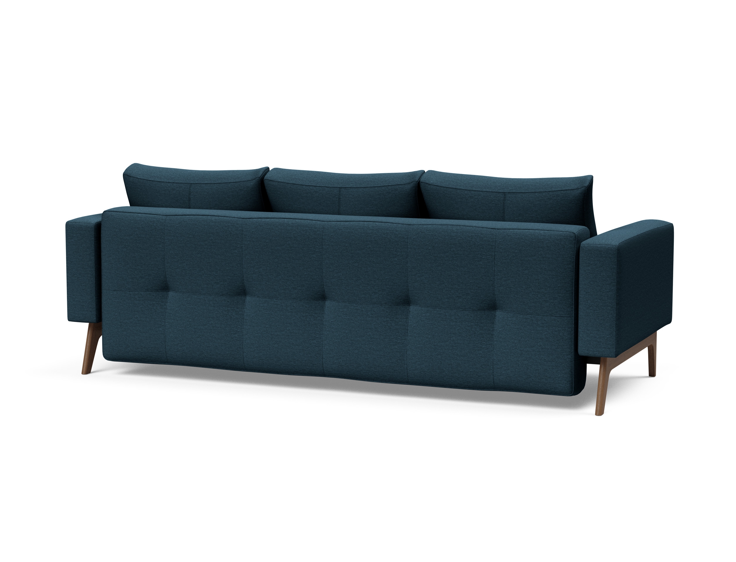 Cassius Quilt Fabric Sofa Bed w/Dark Wood Legs