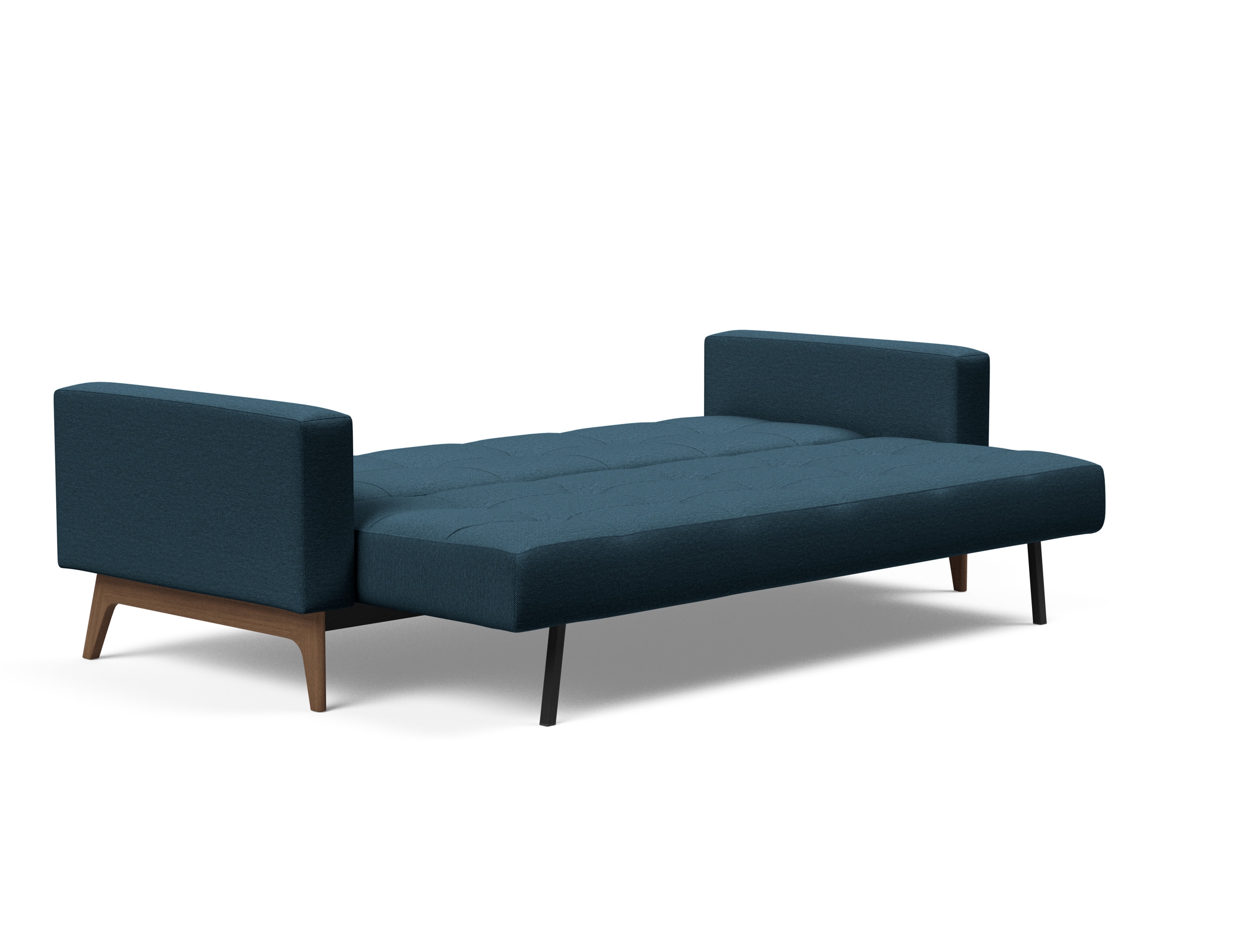 Cassius Quilt Fabric Sofa Bed w/Dark Wood Legs