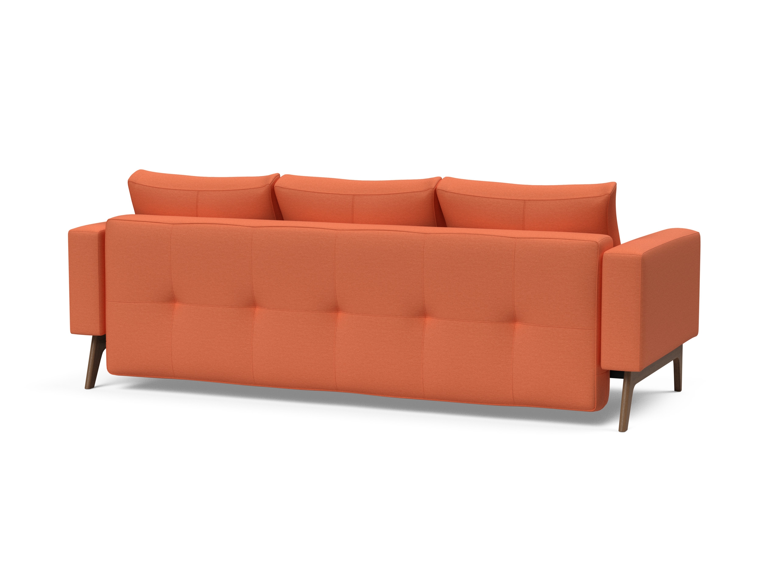 Cassius Quilt Fabric Sofa Bed w/Dark Wood Legs