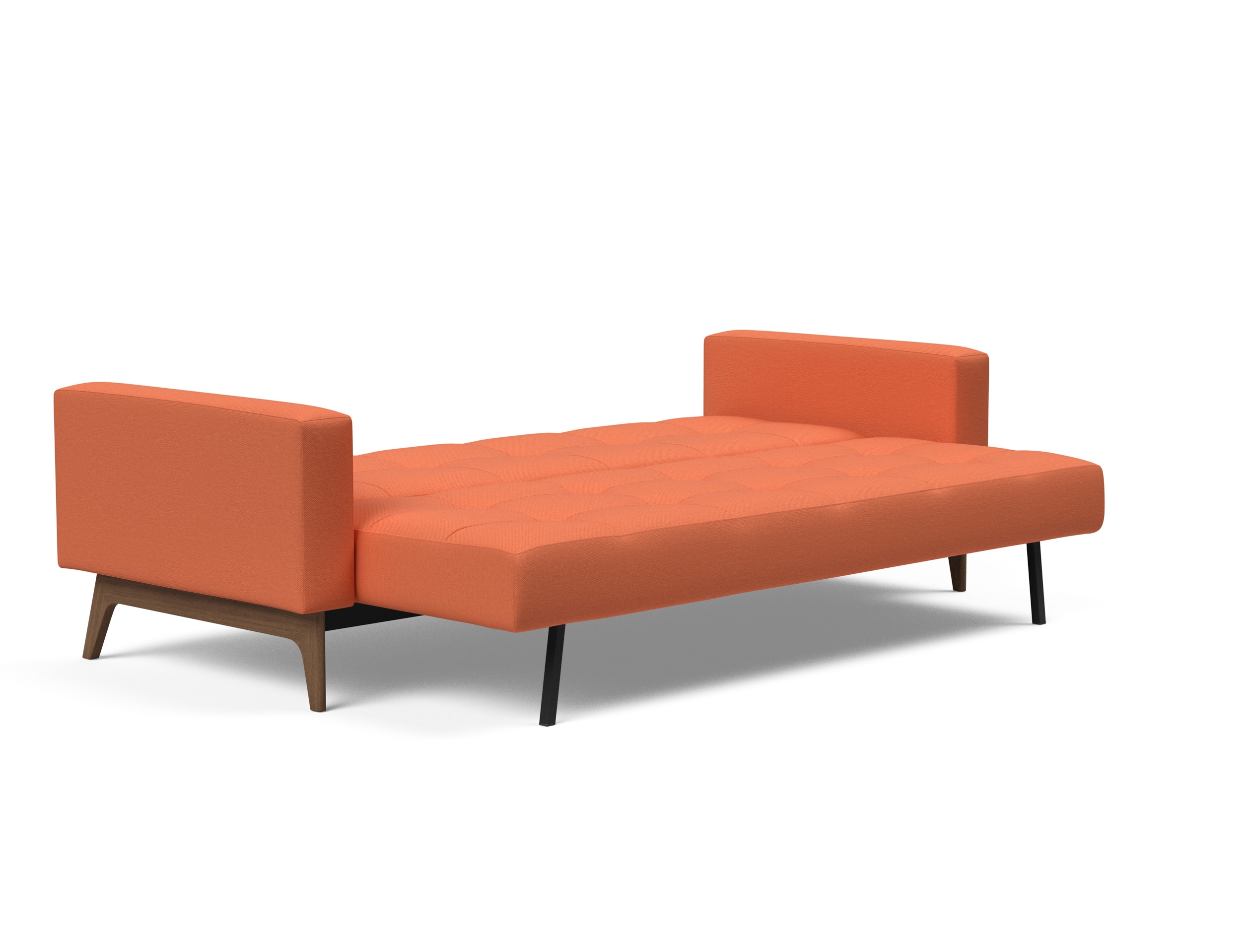Cassius Quilt Fabric Sofa Bed w/Dark Wood Legs