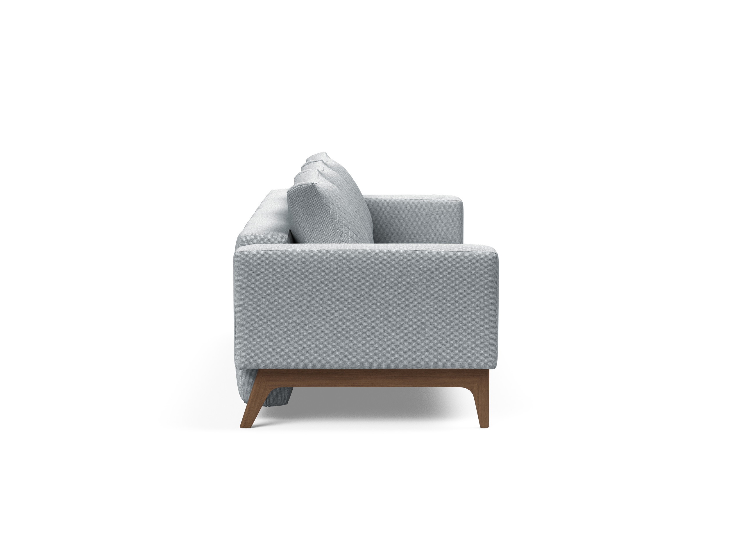 Cassius Quilt Fabric Sofa Bed w/Dark Wood Legs