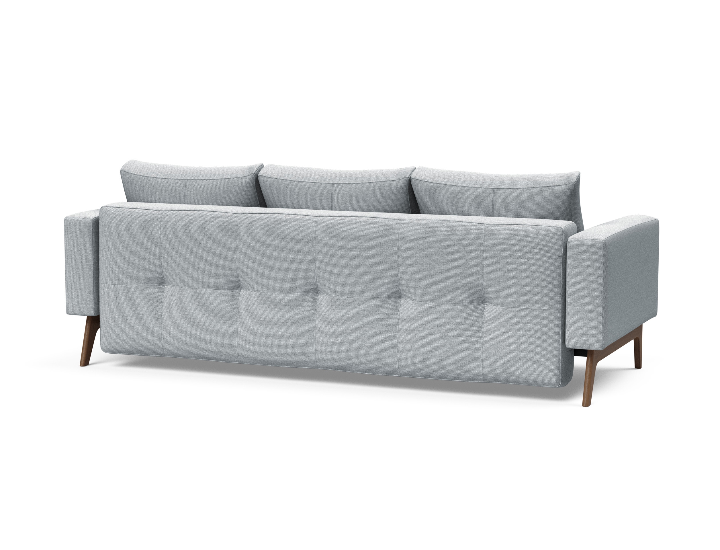 Cassius Quilt Fabric Sofa Bed w/Dark Wood Legs