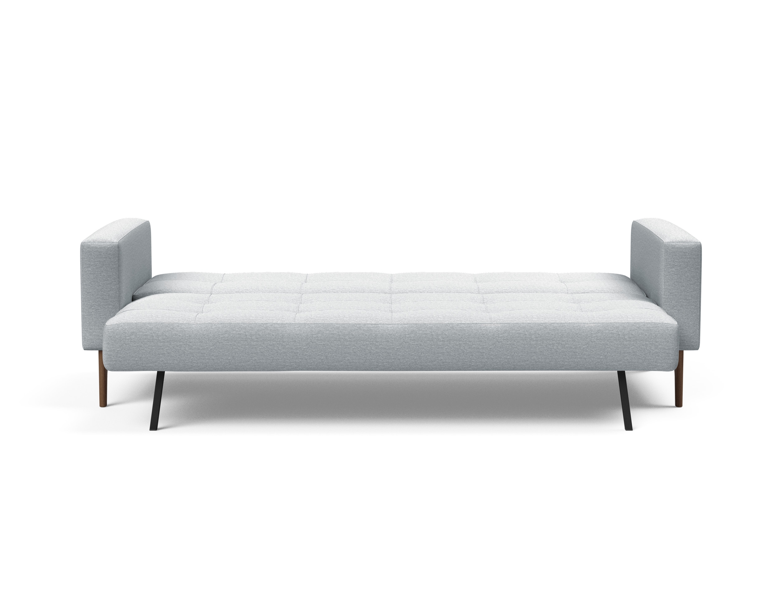 Cassius Quilt Fabric Sofa Bed w/Dark Wood Legs