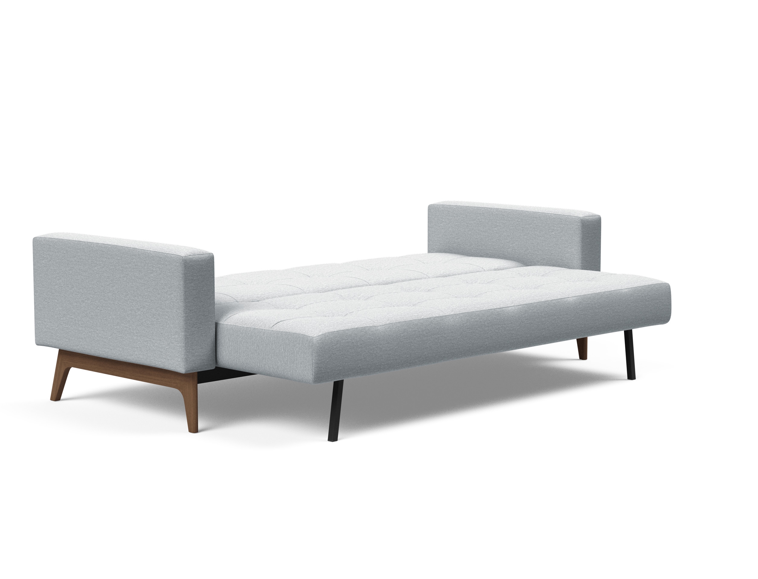 Cassius Quilt Fabric Sofa Bed w/Dark Wood Legs